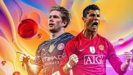 Manchester City's Kevin De Bruyne and Manchester United's Cristiano Ronaldo.