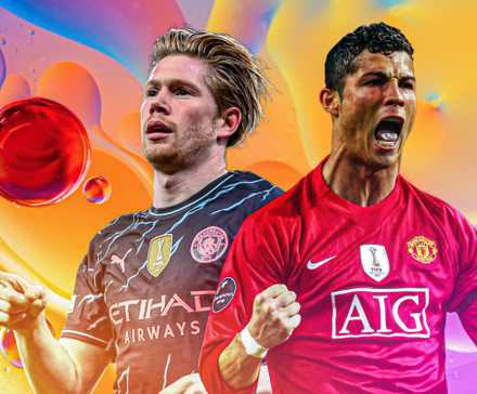 Manchester City's Kevin De Bruyne and Manchester United's Cristiano Ronaldo.