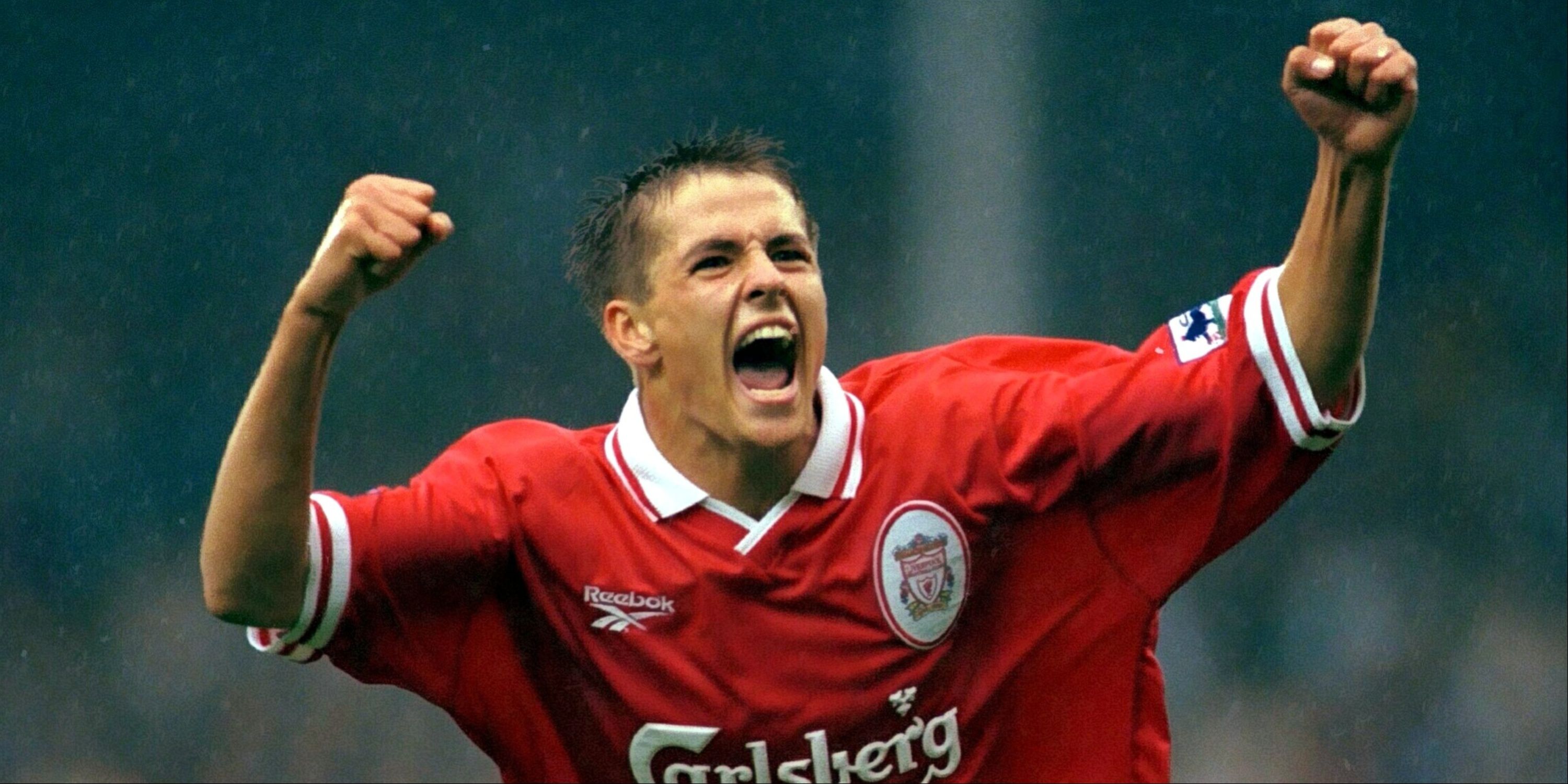 Michael Owen celebrates scoring for Liverpool. 