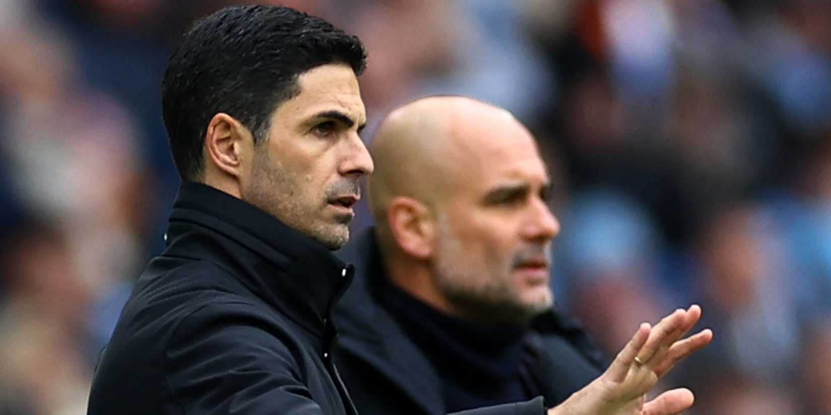 Mikel Arteta and Pep Guardiola on the touchline