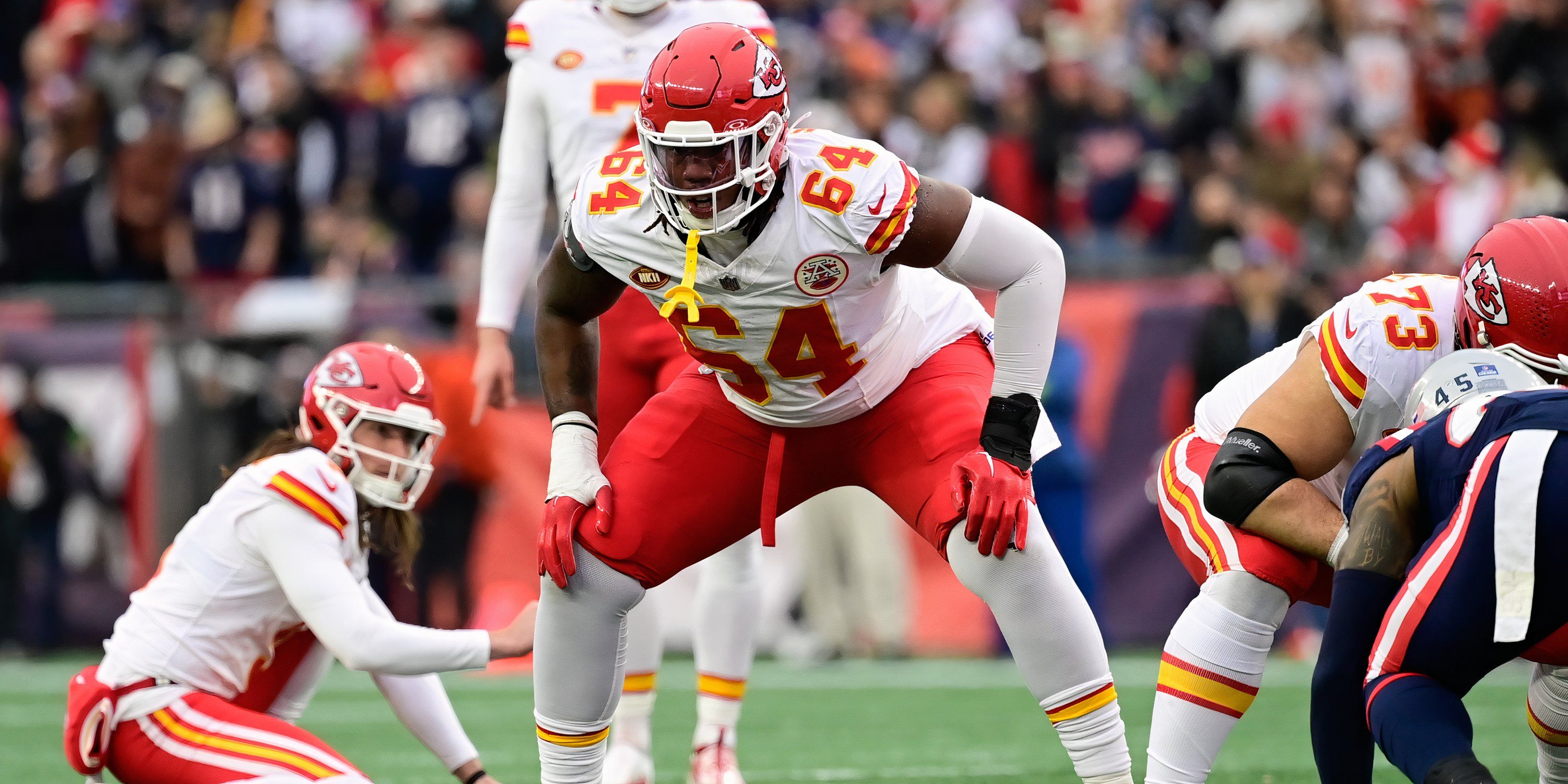 Kansas City Chiefs LT Wanya Morris during a game against the Patriots 