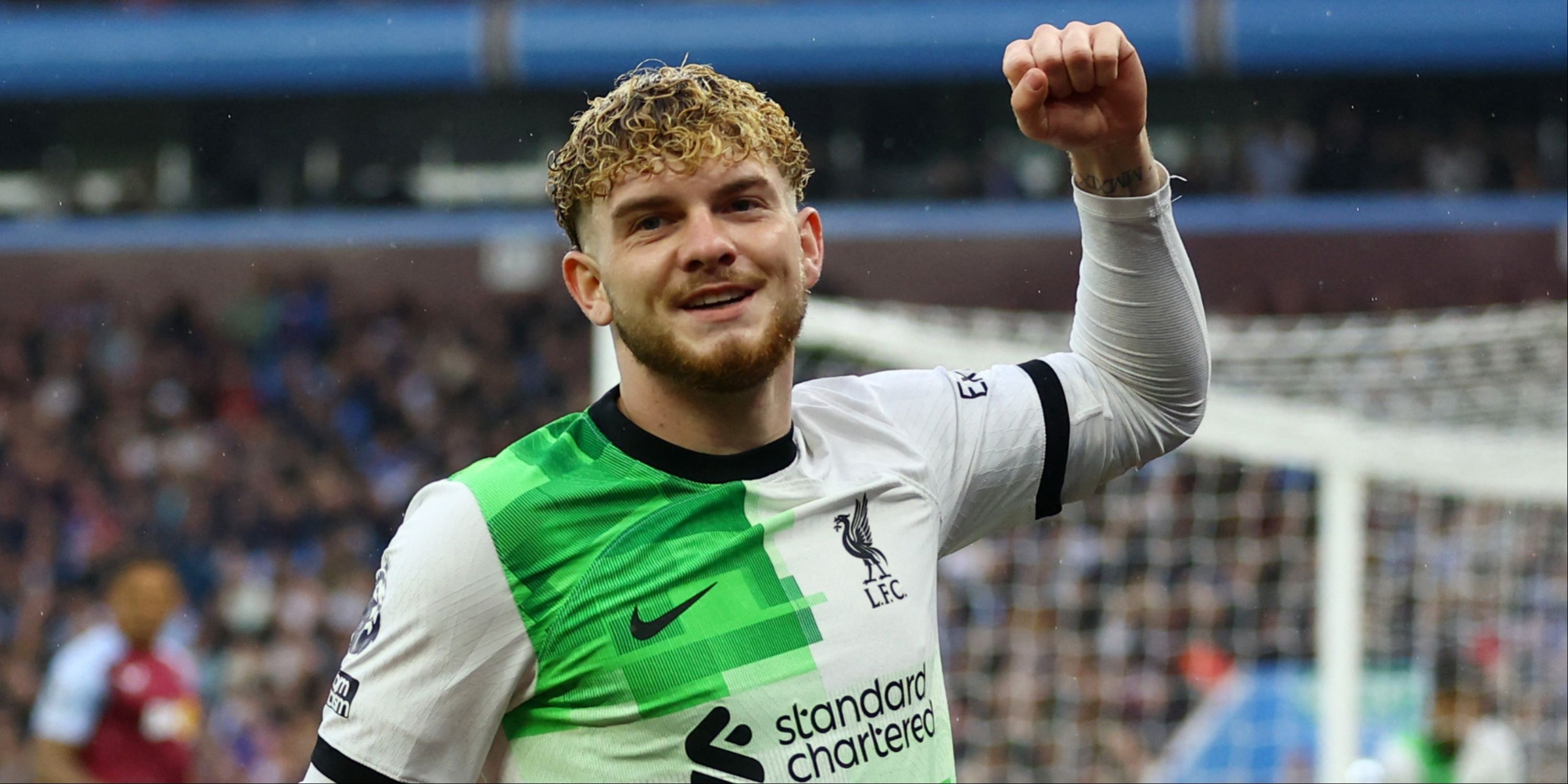 Harvey Elliott celebrates for Liverpool