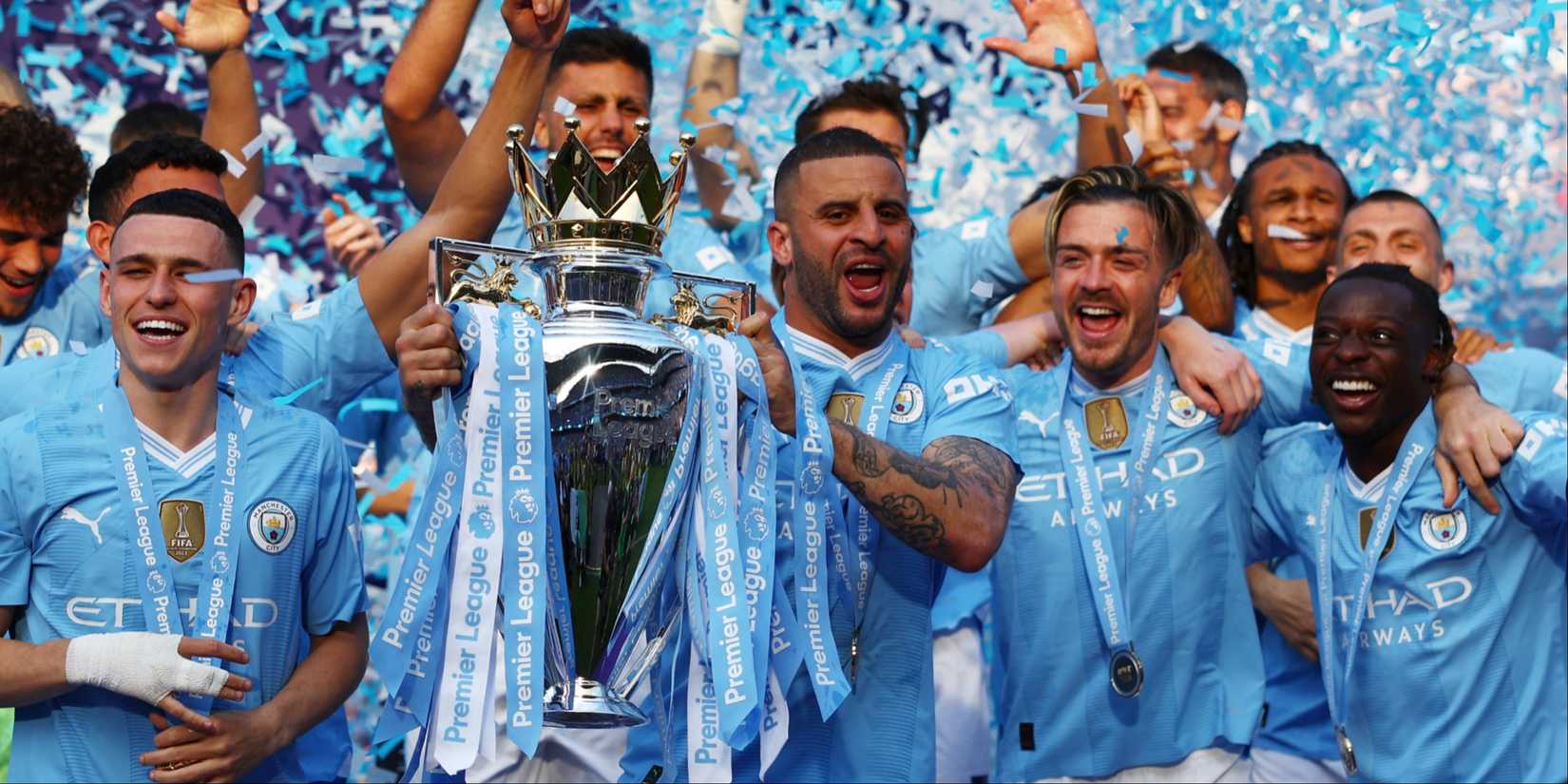 Man City players with the Premier League title