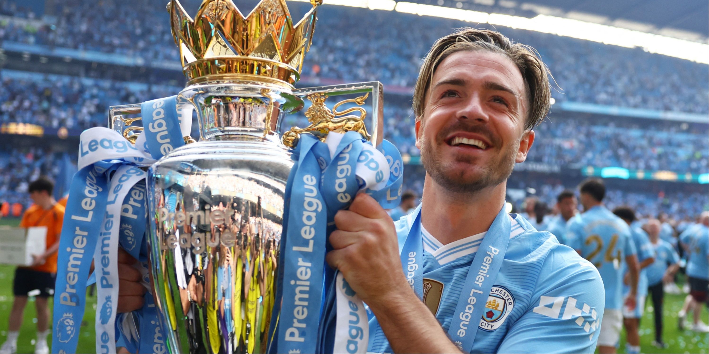 Jack Grealish with the Premier League trophy