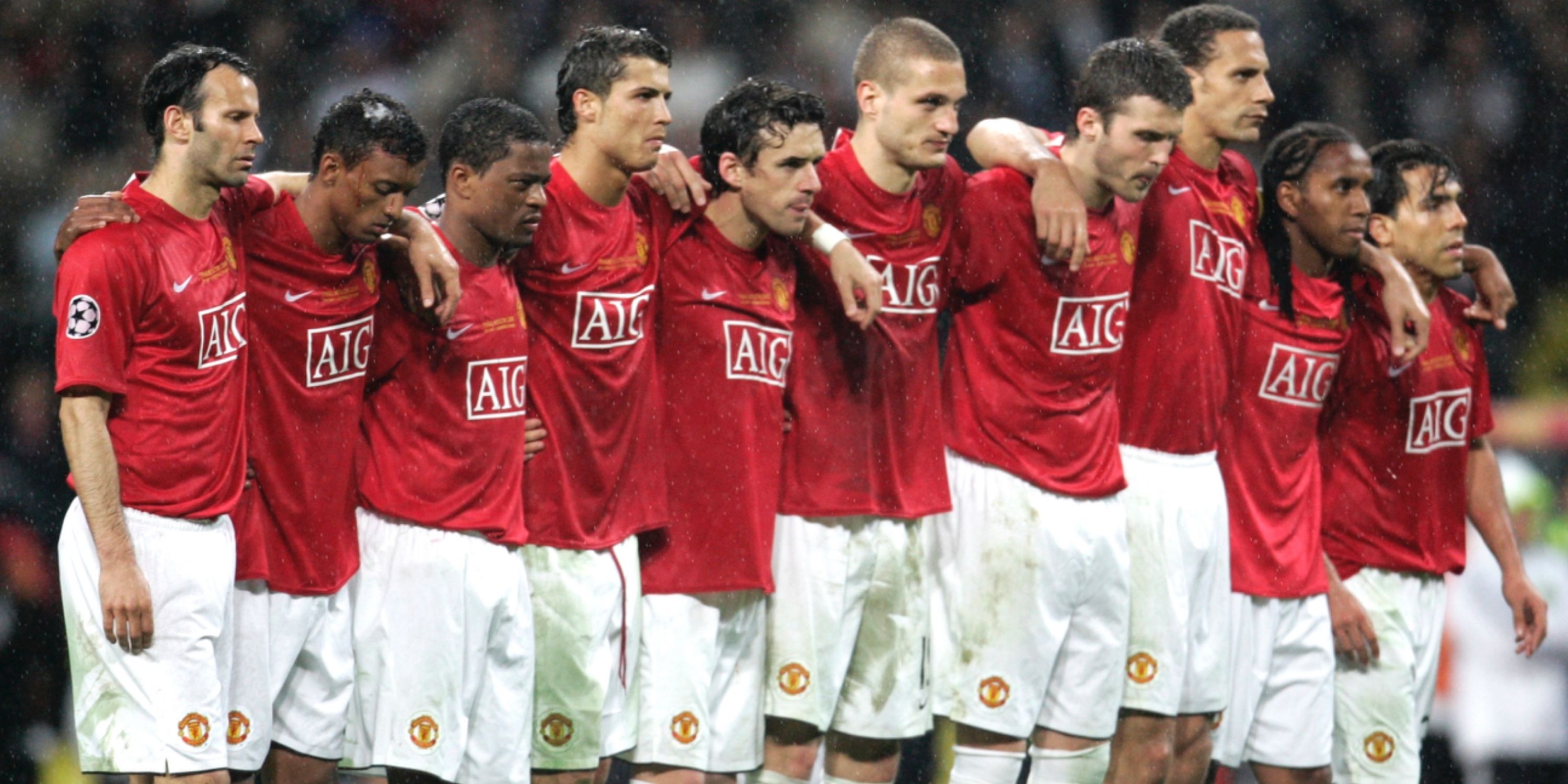 Manchester United players in the 2008 Champions League final