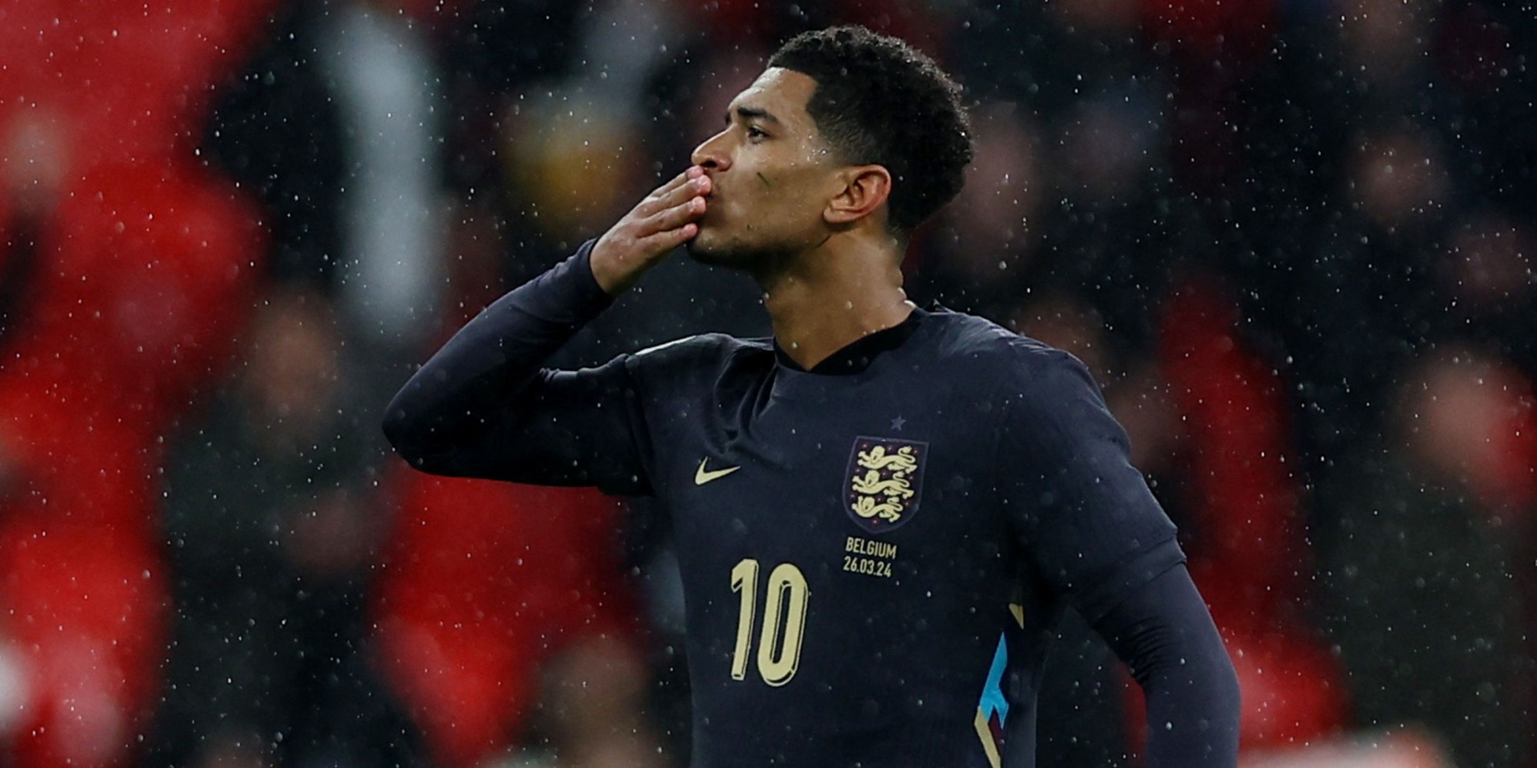 Bellingham celebrates in England's new away kit