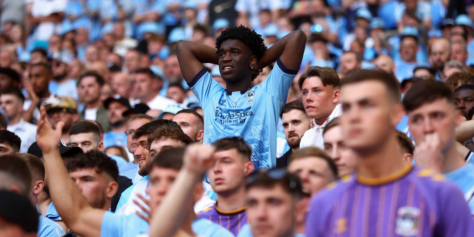 Coventry City supporter looks on in the play-off final