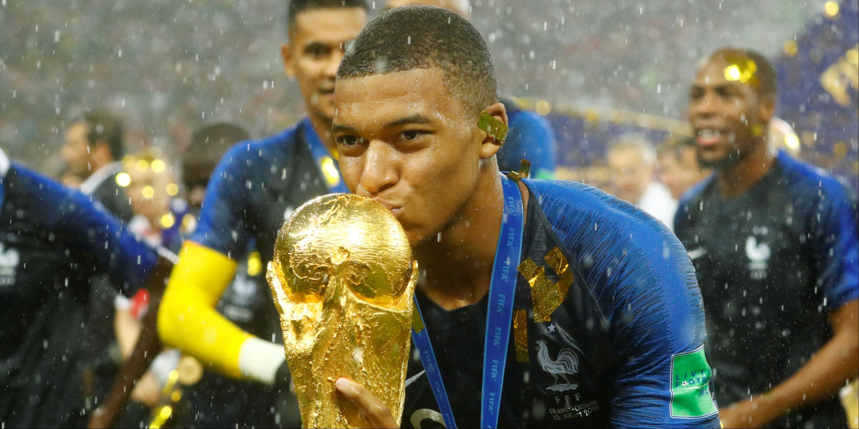 Kylian Mbappe with the World Cup