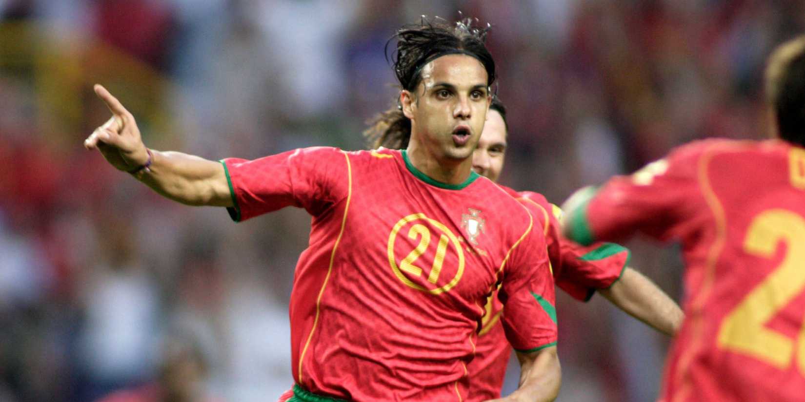 Nuno Gomes in action for Portugal at Euro 2004