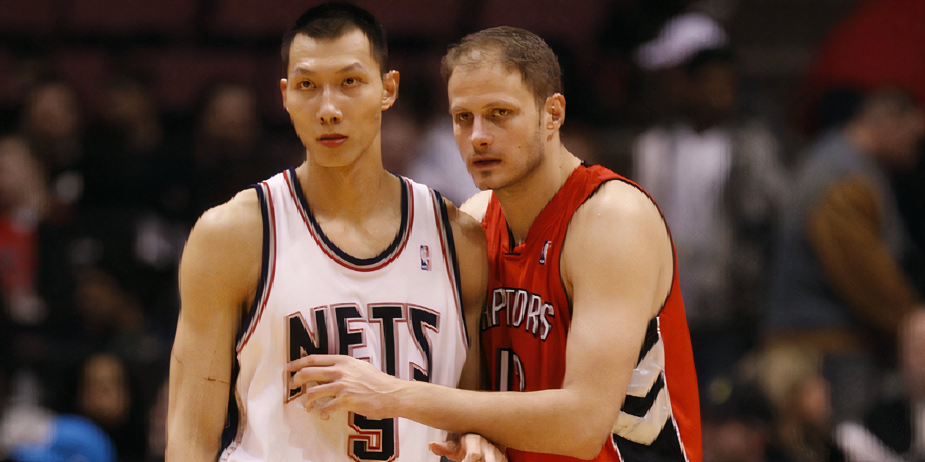 Rasho Nesterović and Yi Jianlian