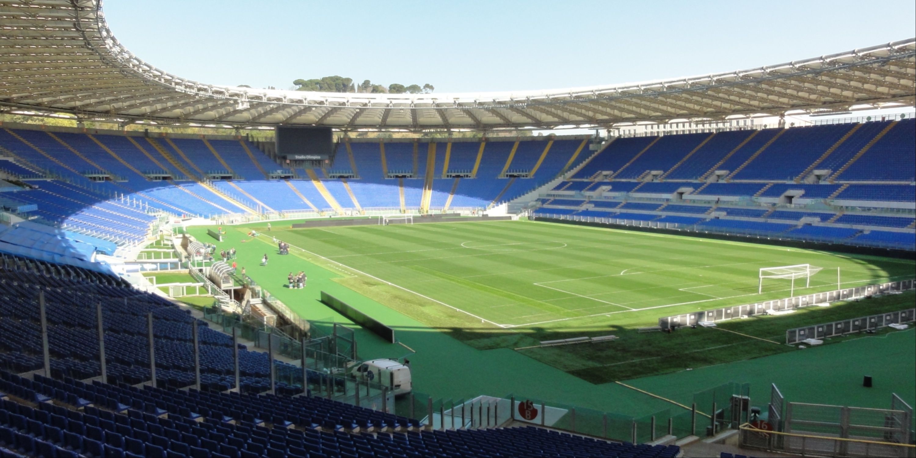 Wide shot of the Stadio Olimpico in Rome, Italy.