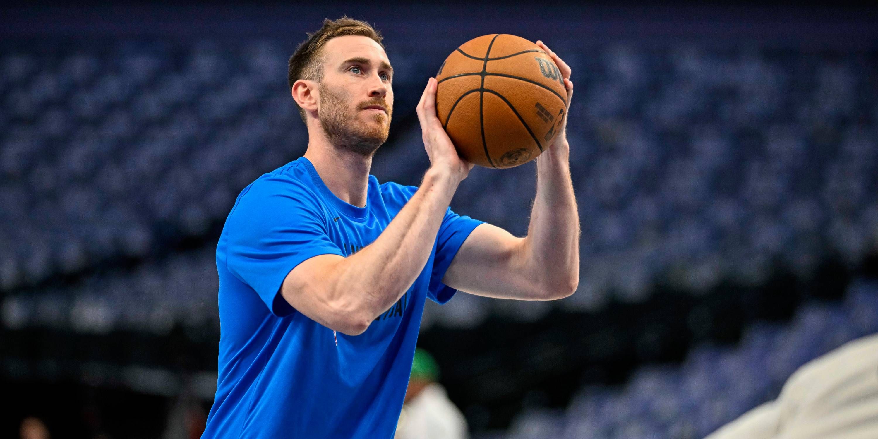 Gordon Hayward warms up before a game.