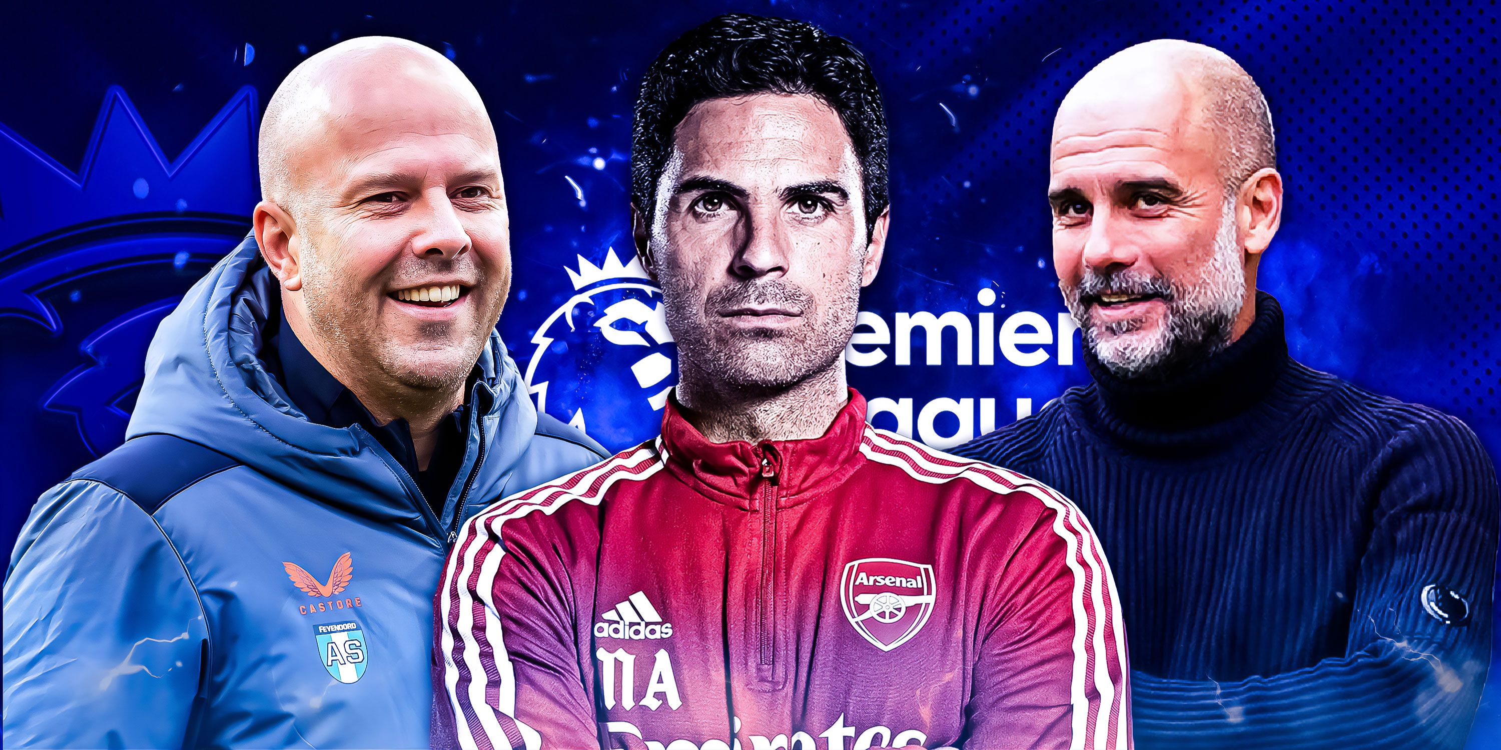 Arne Slot, Mikel Arteta and Pep Guardiola.