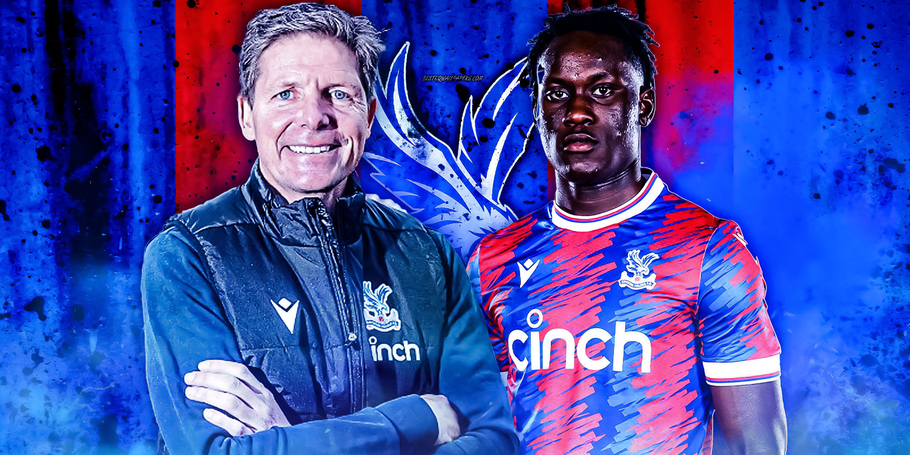 Oliver Glasner and David Ozoh with Crystal Palace theme