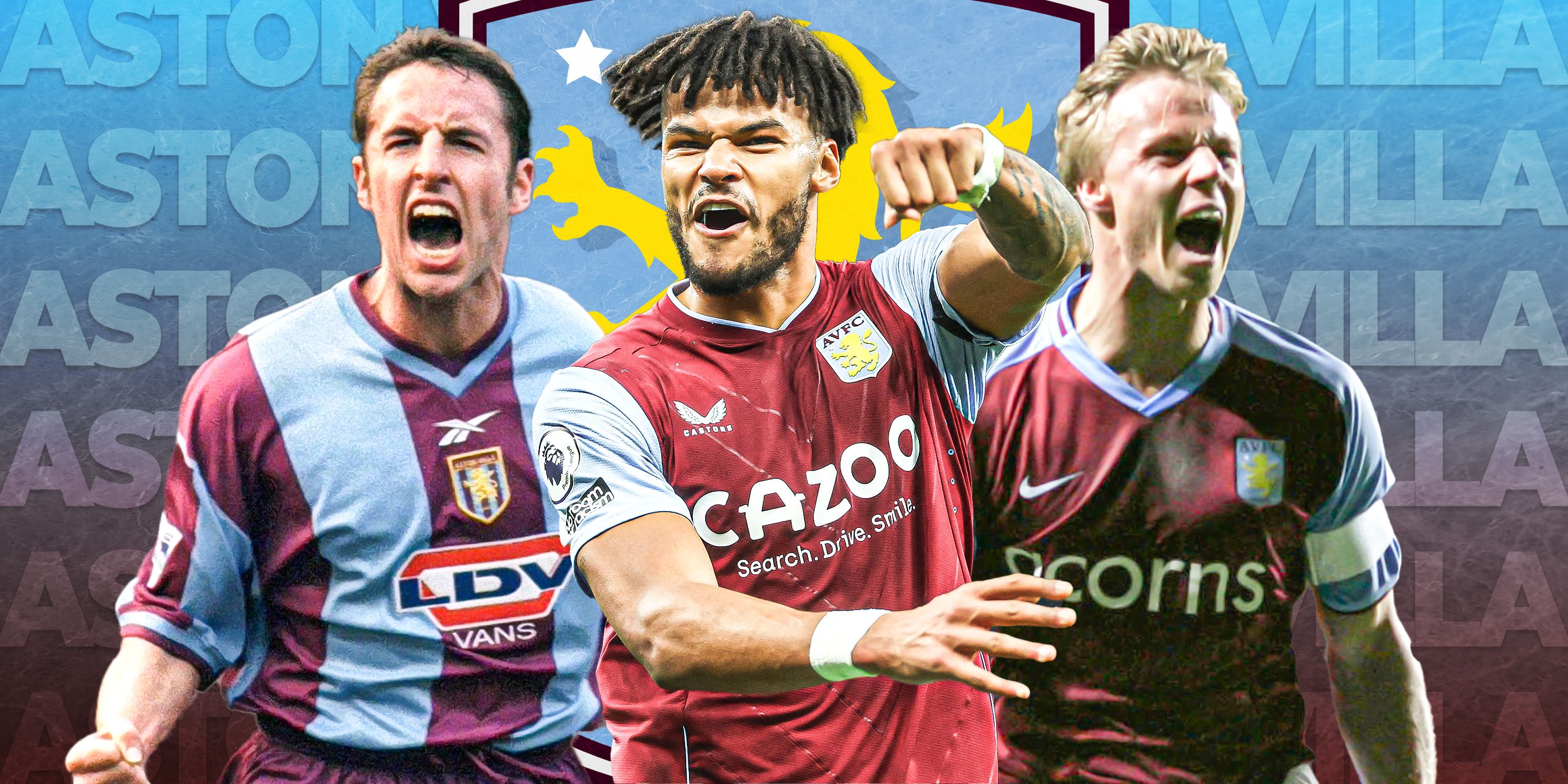 Aston Villa defenders Gareth Southgate, Tyrone Mings and Martin Laursen.