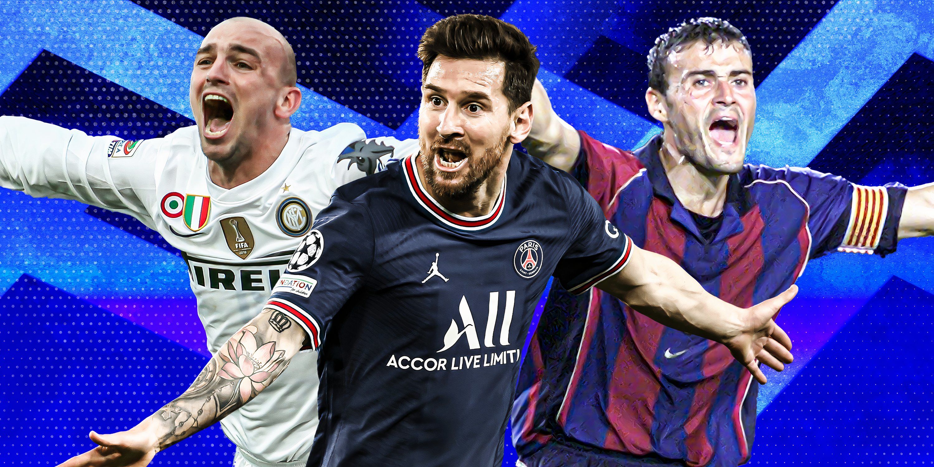 Esteban Cambiasso, Lionel Messi and Luis Enriquw