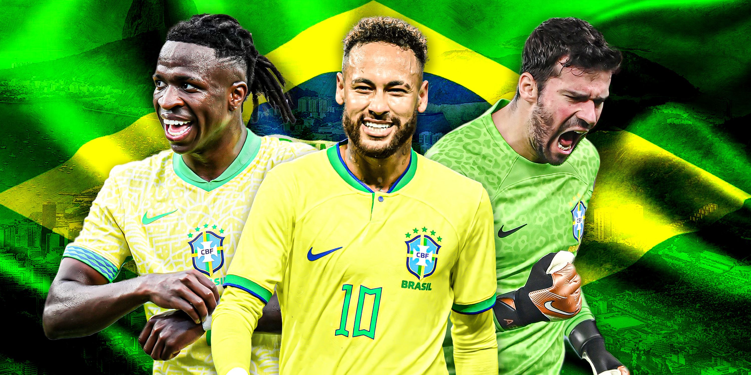 Vinicius Jr, Alisson Becker, Neymar all in Brazil kit with Brazil theme