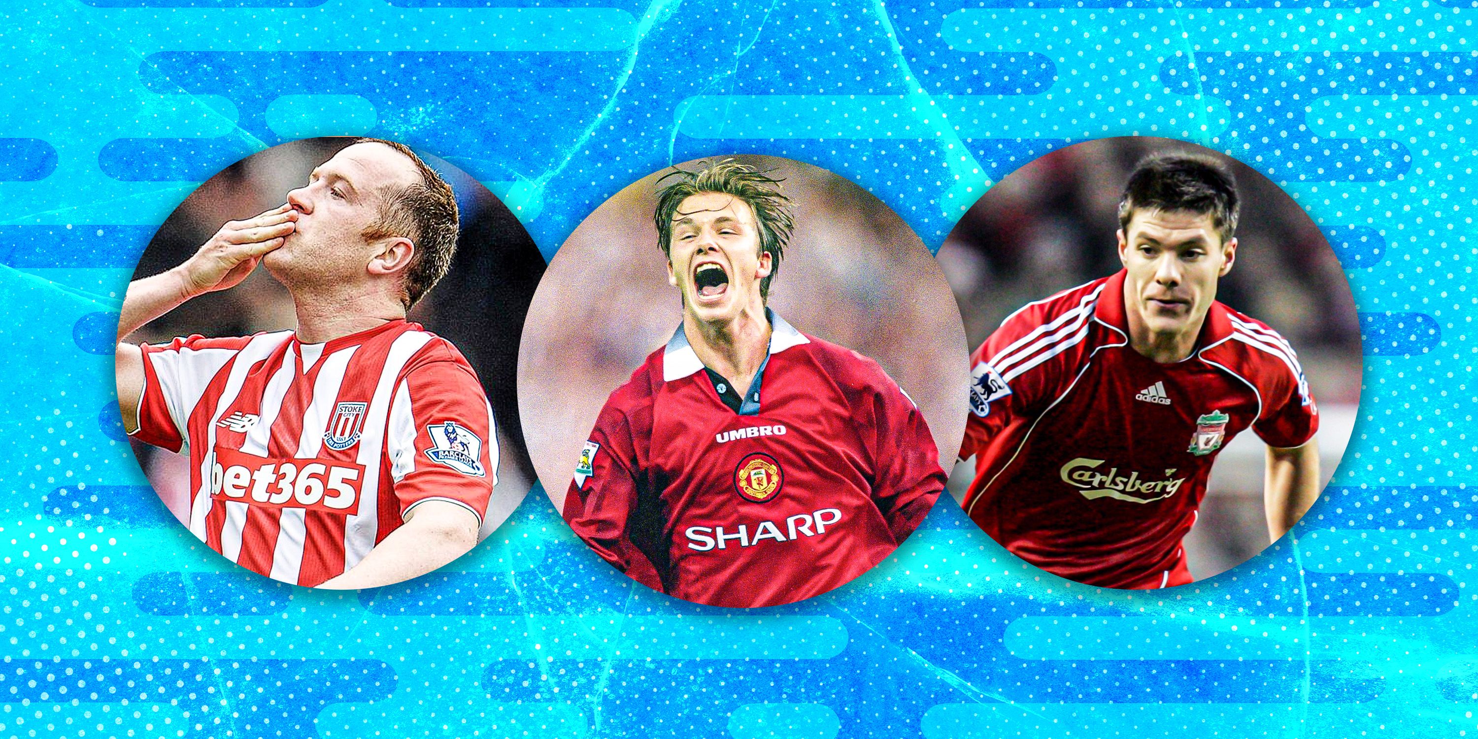 Charlie Adam, David Beckham and Xabi Alonso in a collage.