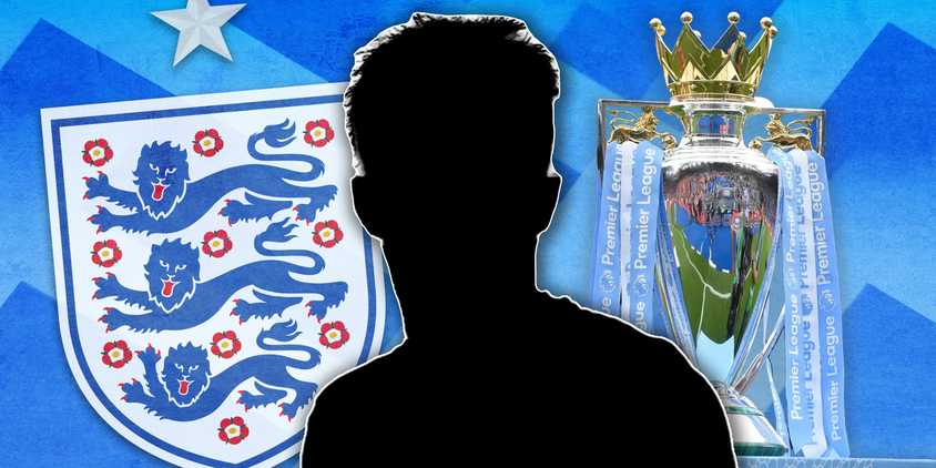A silhouette of Michael Carrick with an England logo and the Premier League trophy