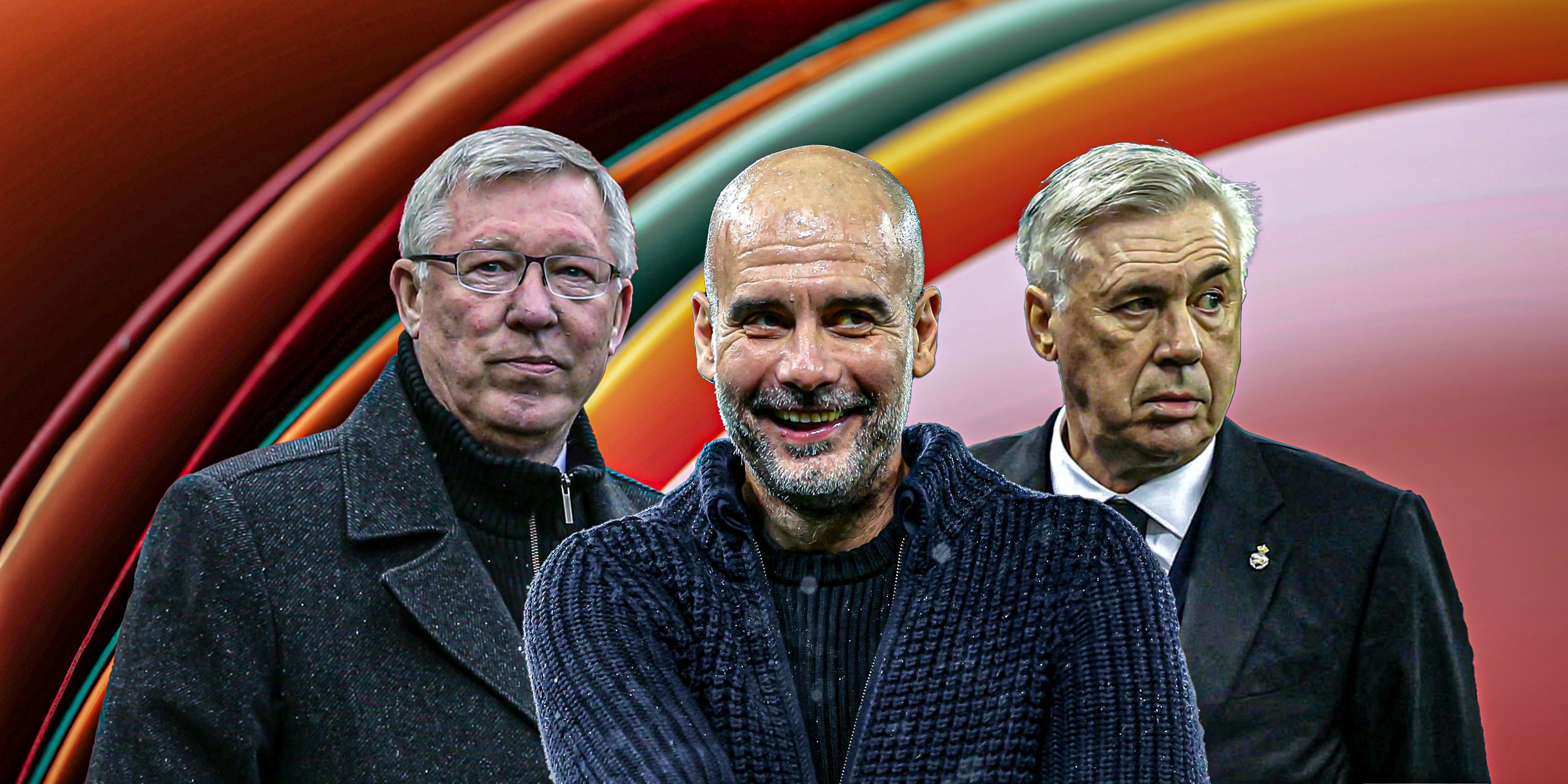 Alex Ferguson, Pep Guardiola and Carlo Ancelotti