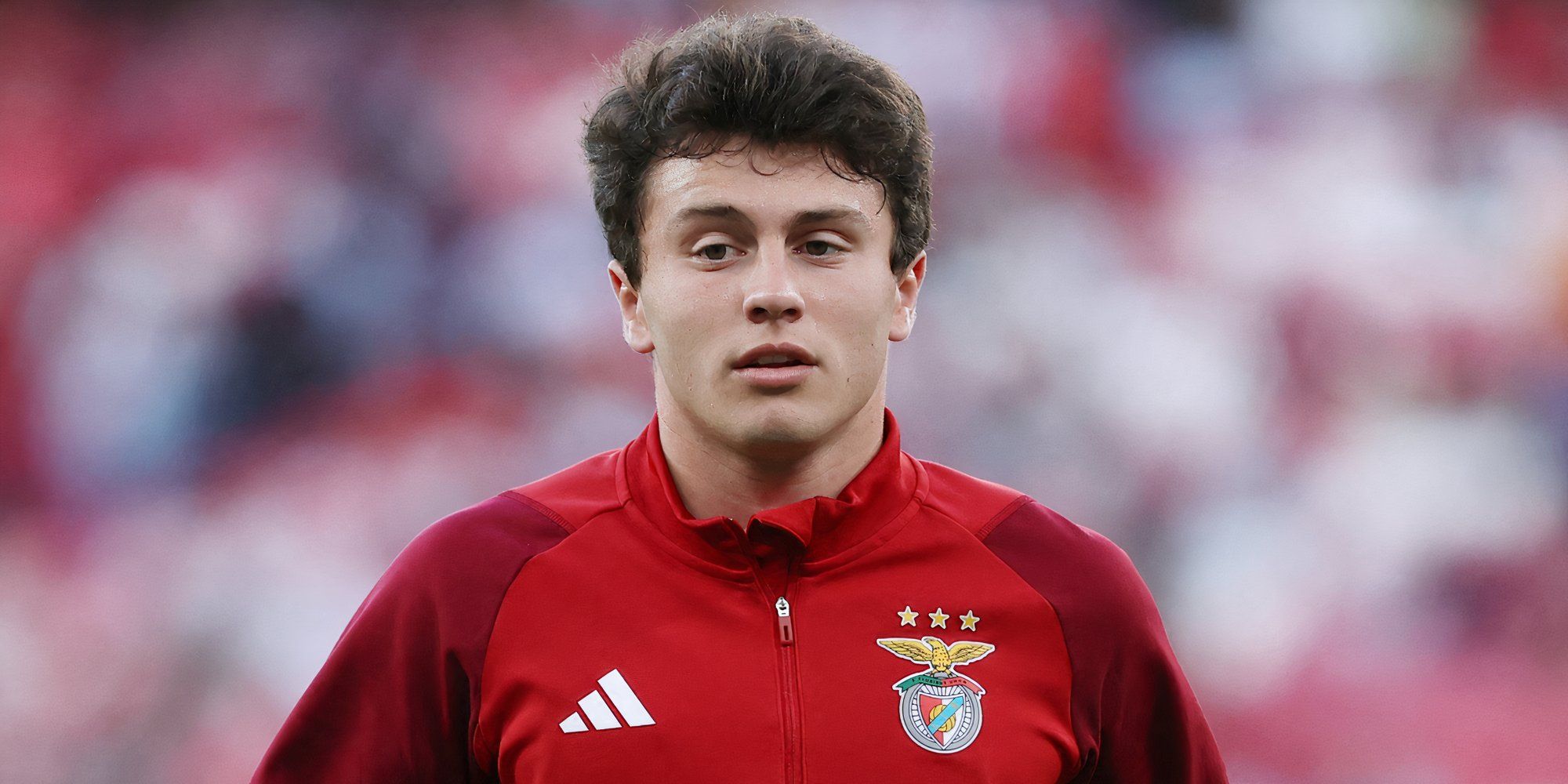 Benfica midfielder Joao Neves during a pre-match warm-up