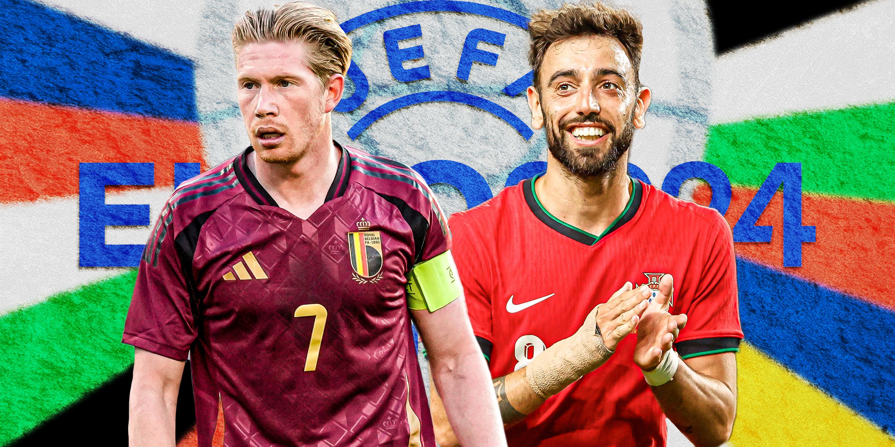 Kevin De Bruyne and Bruno Fernandes ahead of Euro 2024