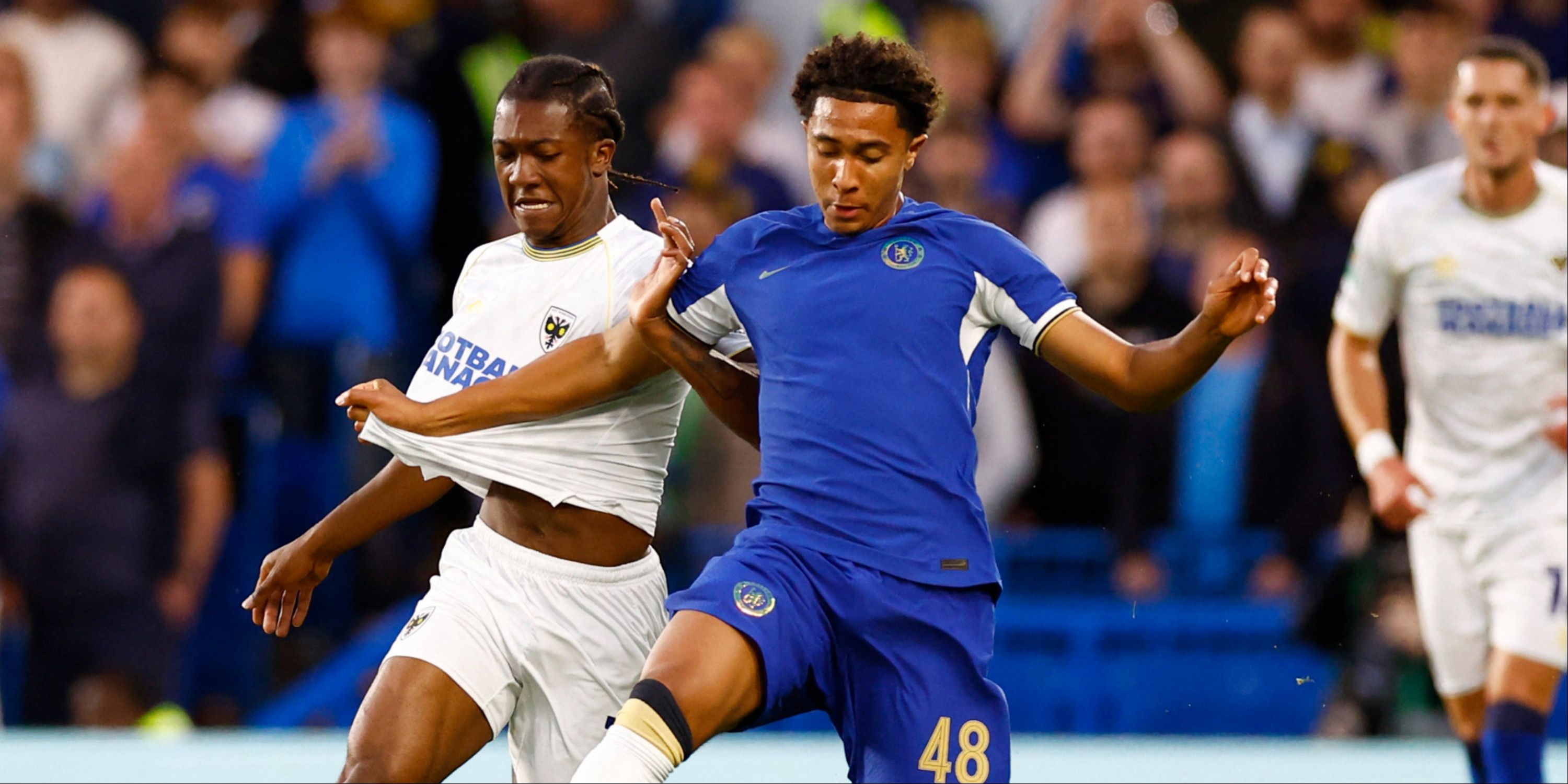 Bashir Humphreys in action against Wimbledon