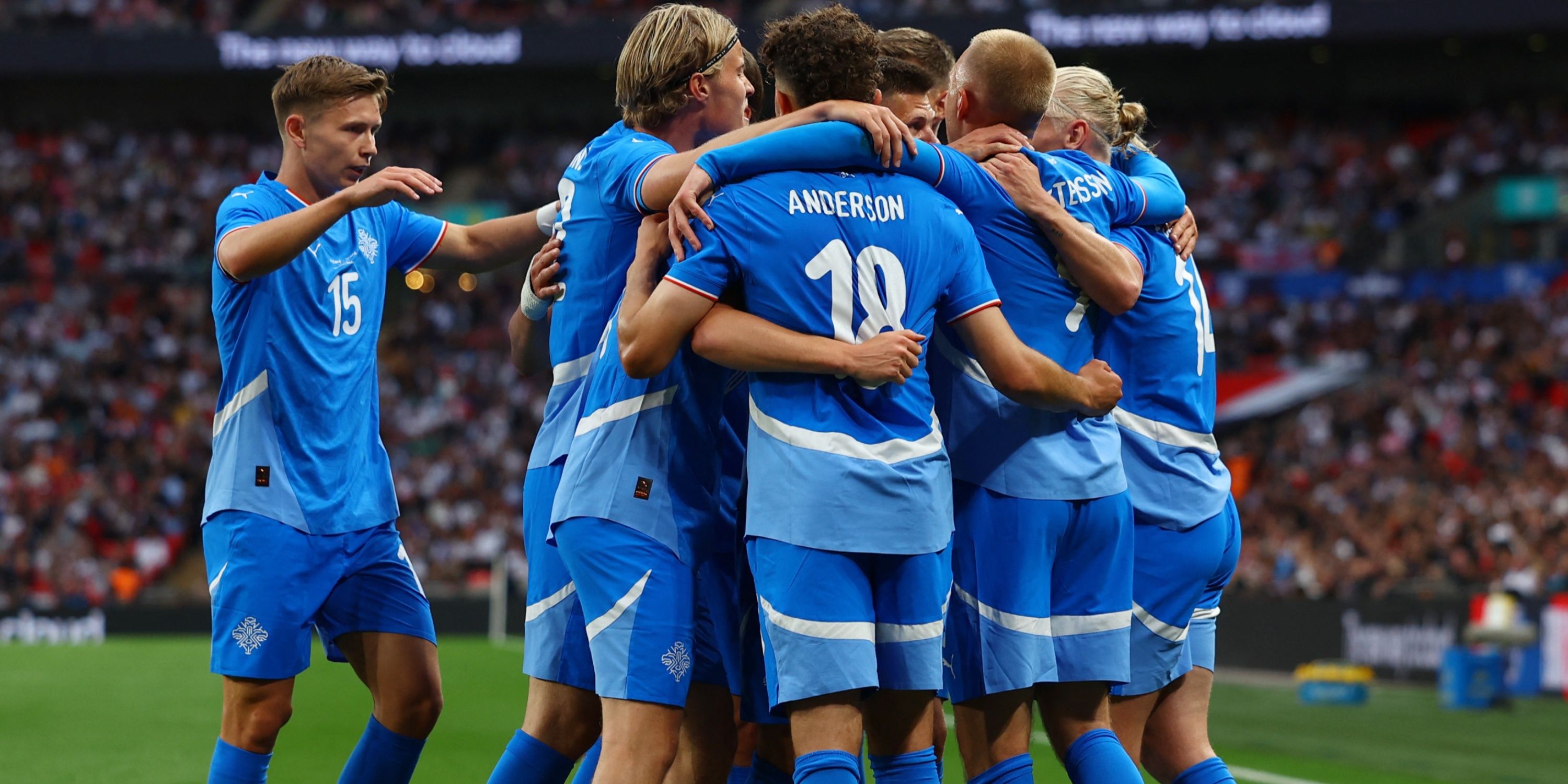 Iceland celebrate scoring against England