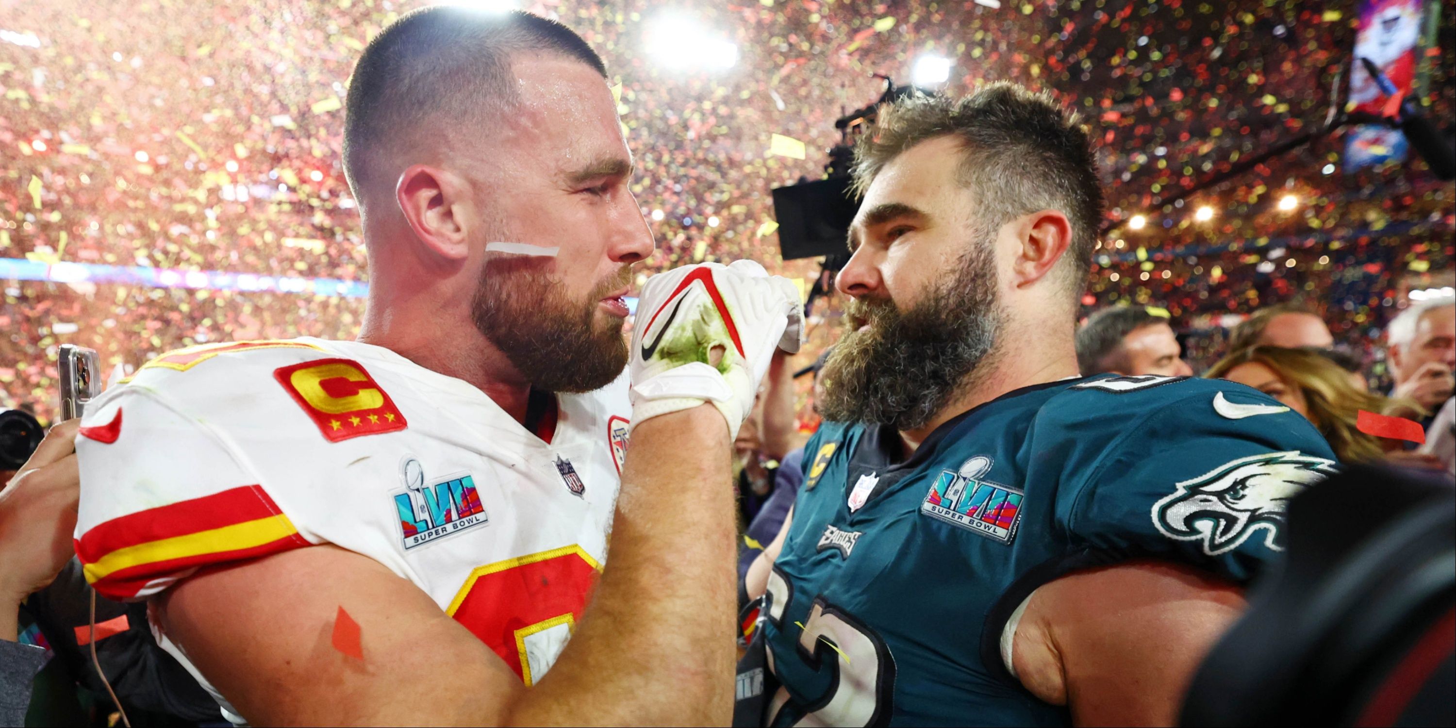 Travis Kelce and Jason Kelce at the Super Bowl