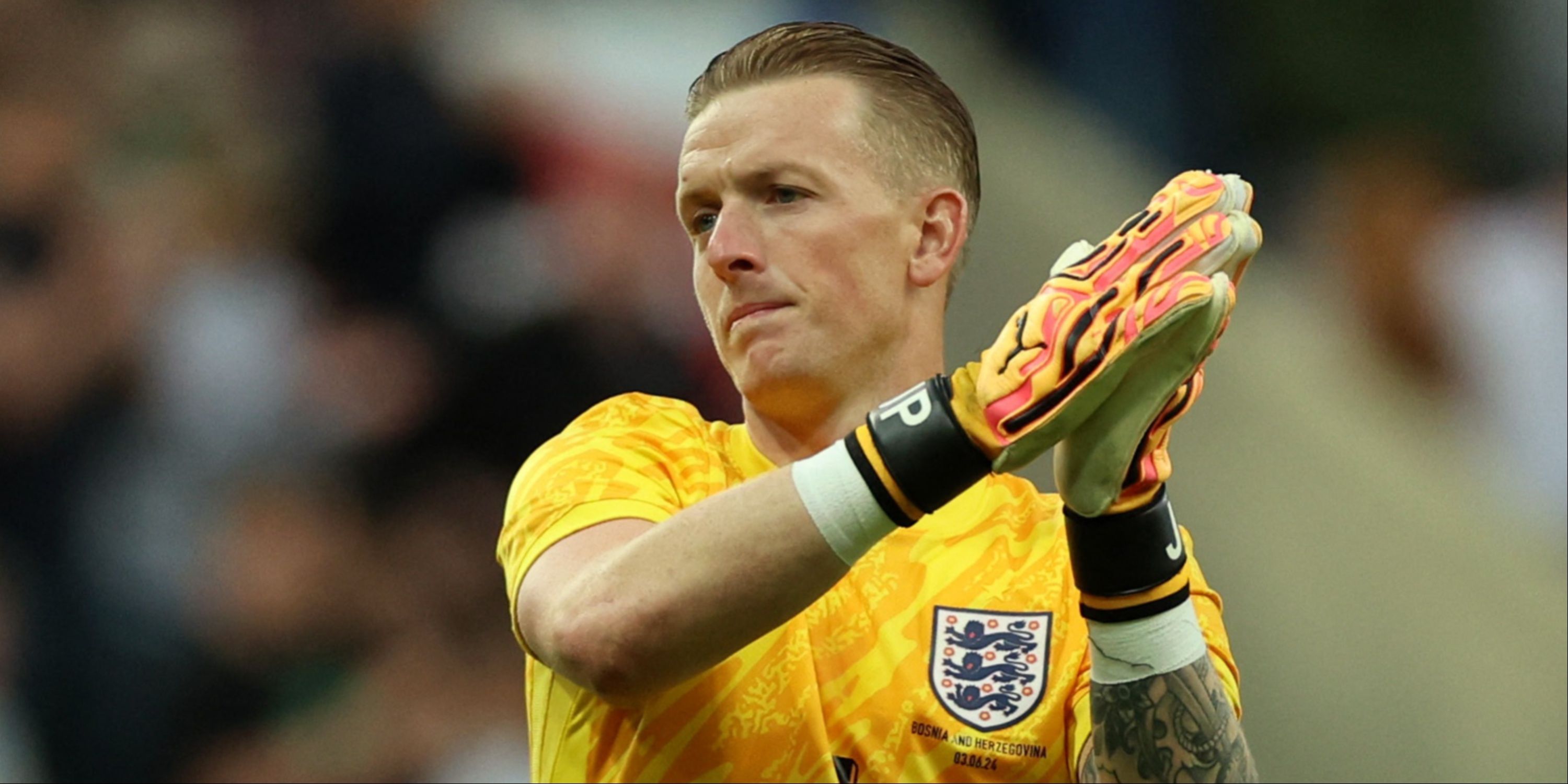 Jordan Pickford in action for England