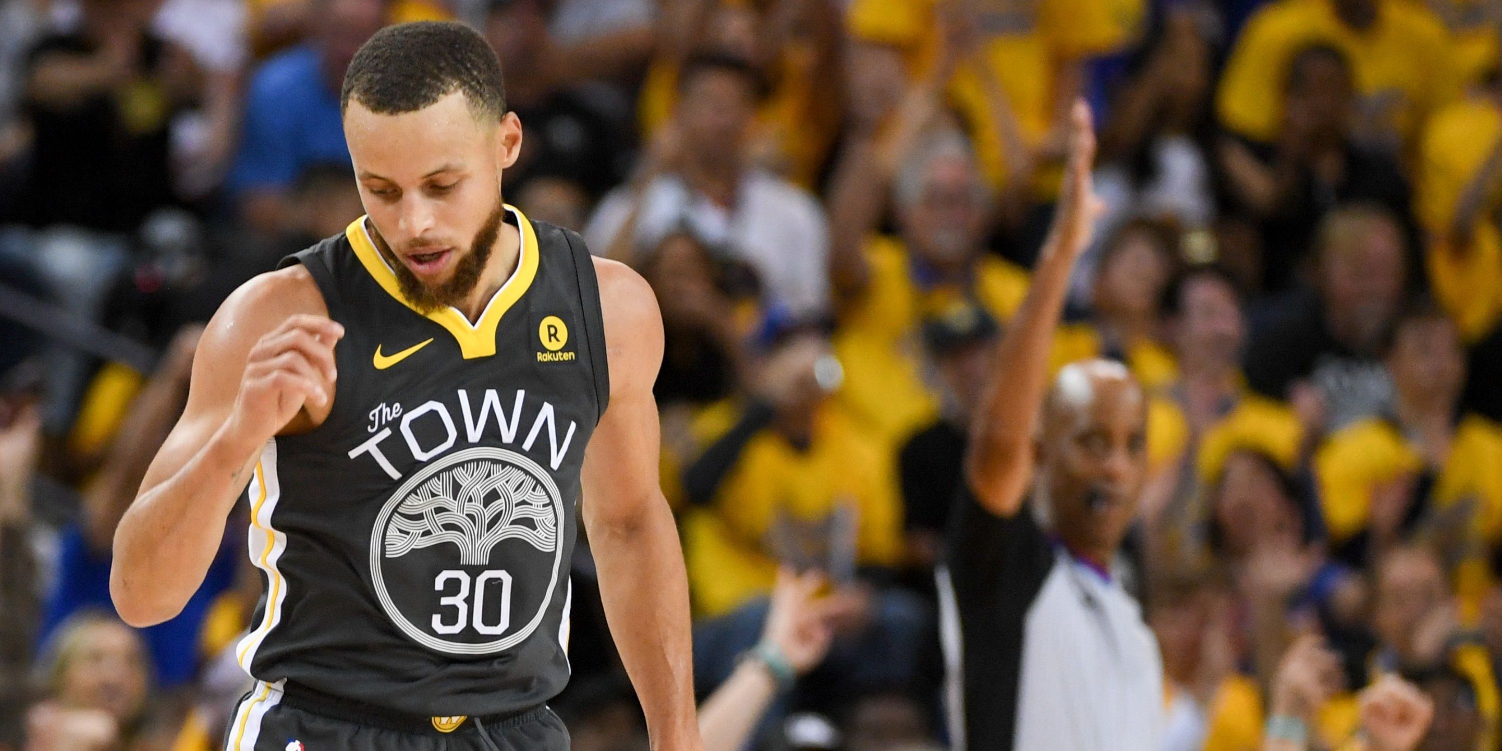 Golden State Warriors guard Stephen Curry during Game 2 of the 2018 NBA Finals.