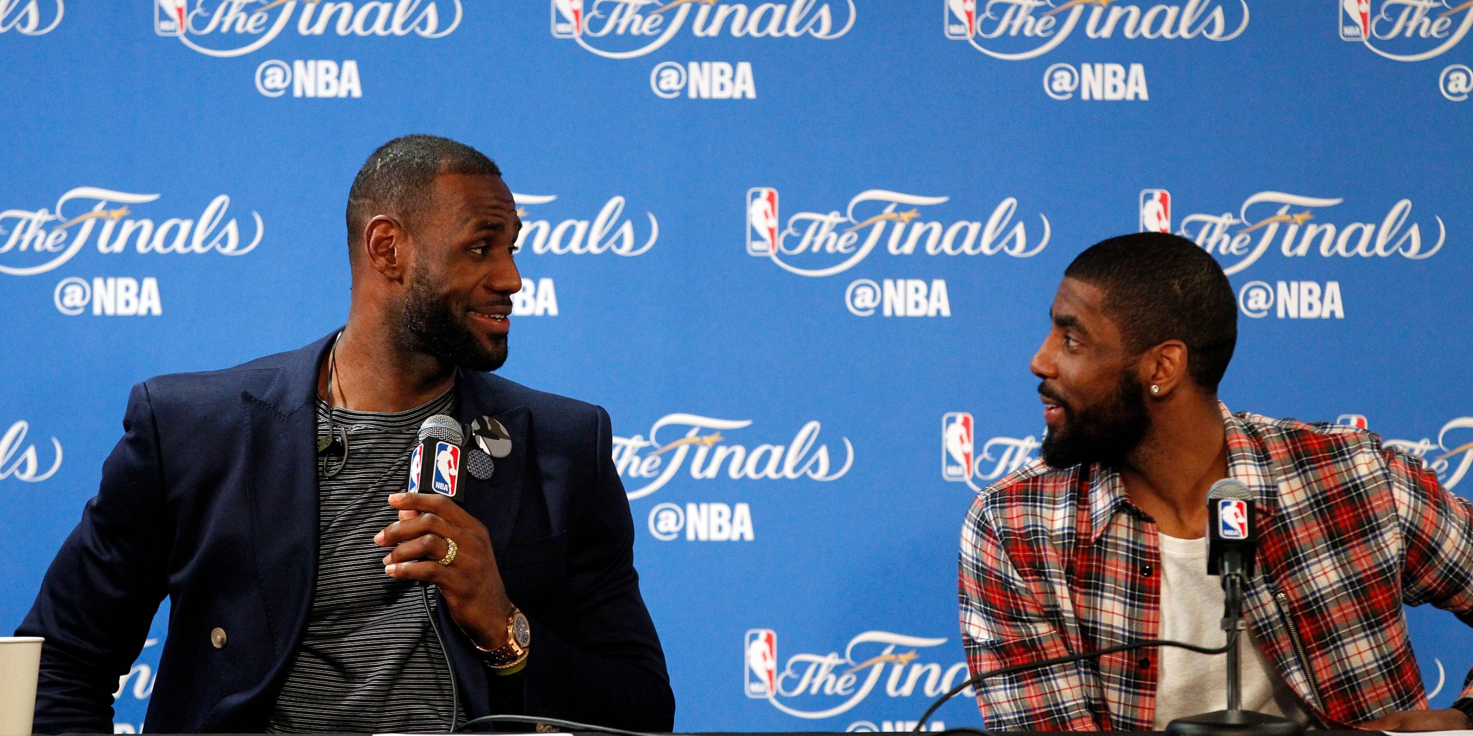 Cleveland Cavaliers LeBron James and Kyrie Irving after Game 5 of the 2016 NBA Finals.