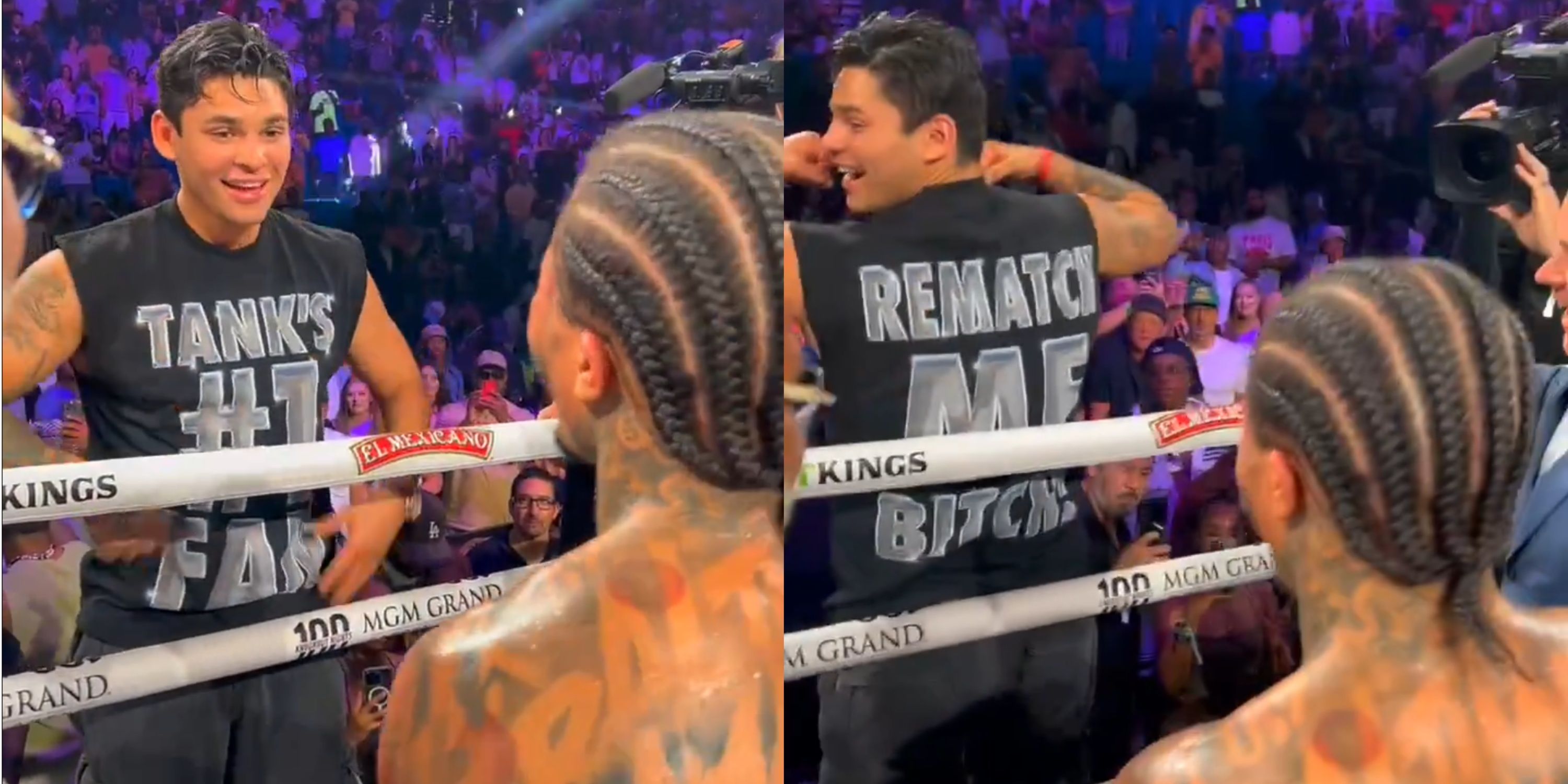 Ryan Garcia Shows Gervonta Davis His Custom-Made Shirt After Fight