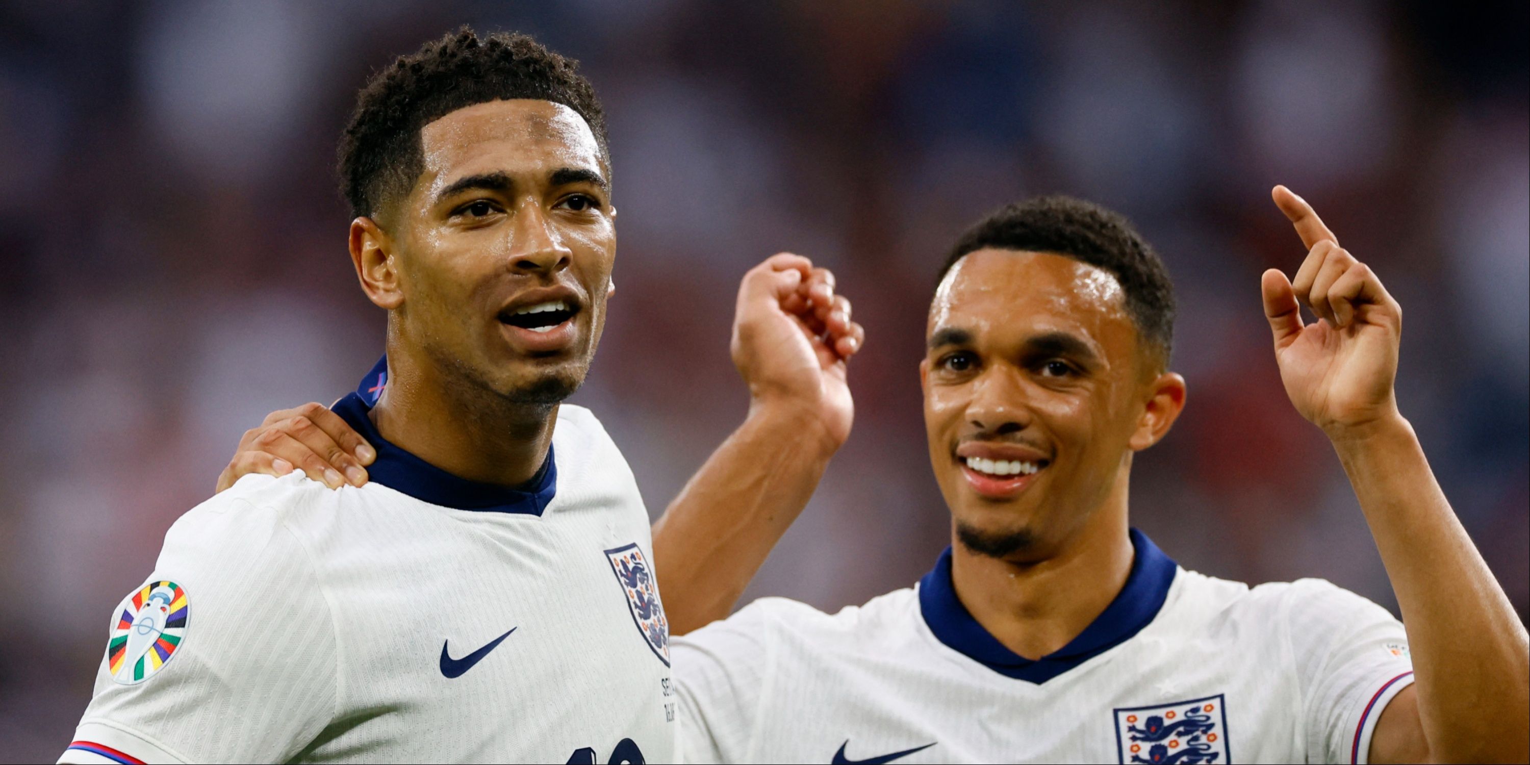 Jude Bellingham and Trent Alexander-Arnold celebrate for England