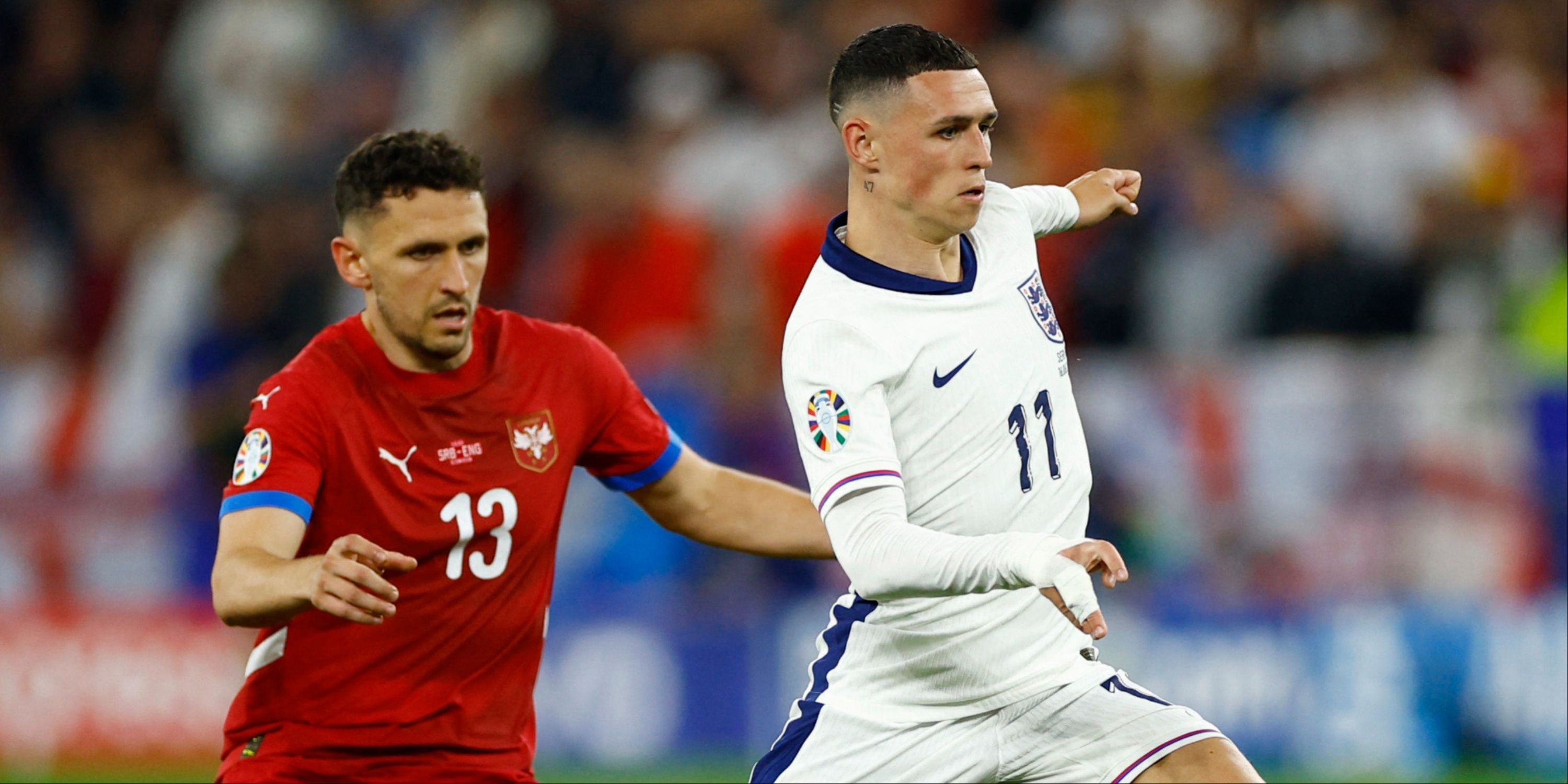 Phil Foden in action for England