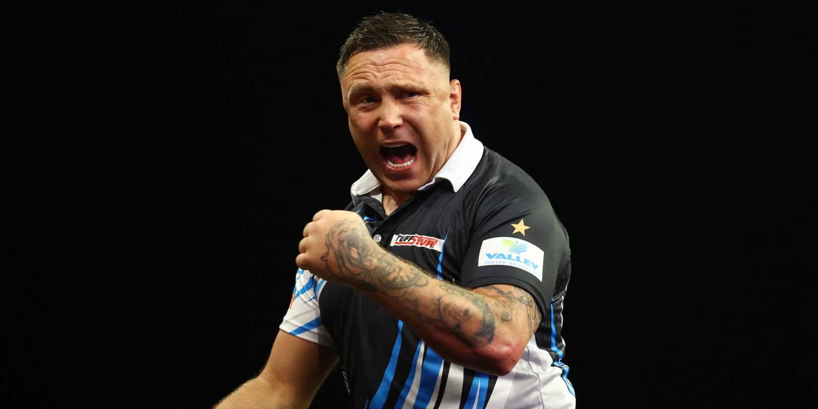 Gerwyn Price celebrating win.