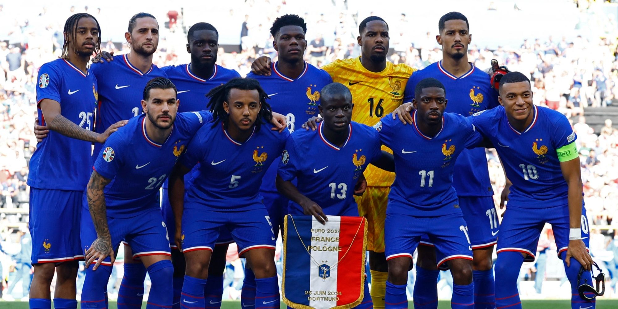 France players pose for a team group photo at Euro 2024.