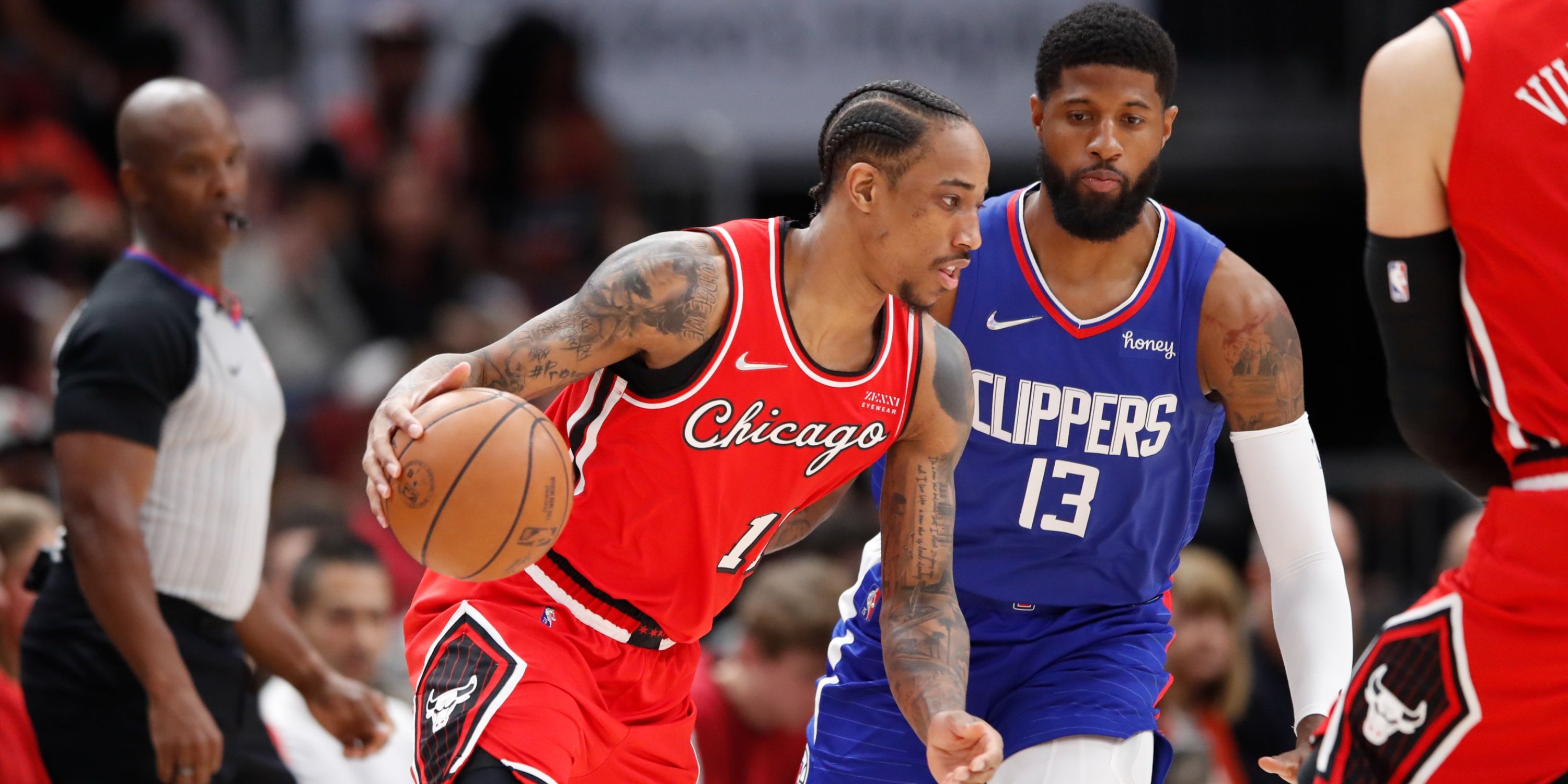 Chicago Bulls swingman DeMar DeRozan and Los Angeles Clippers forward Paul George