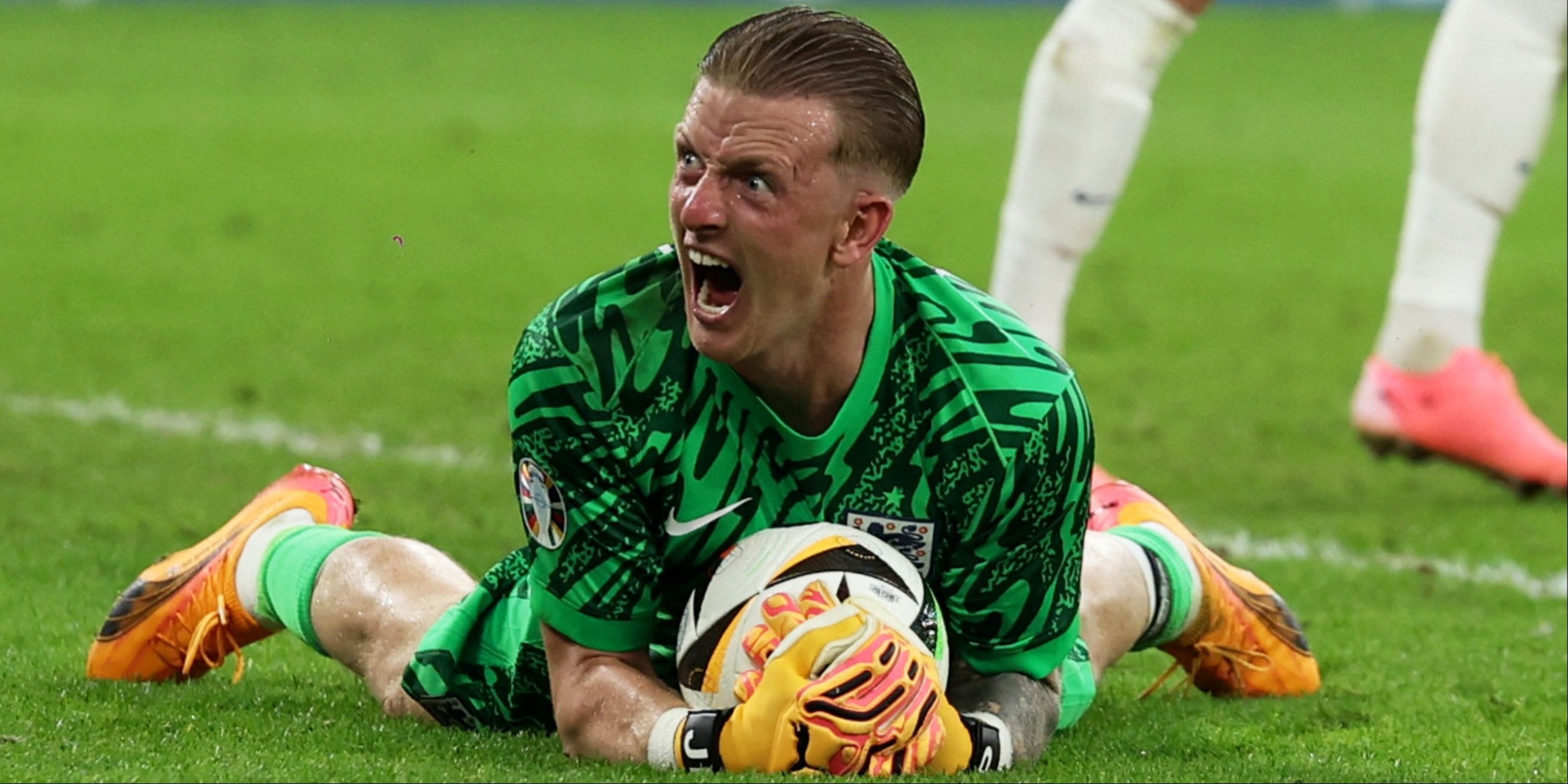 Jordan Pickford celebrates England's win over Slovakia