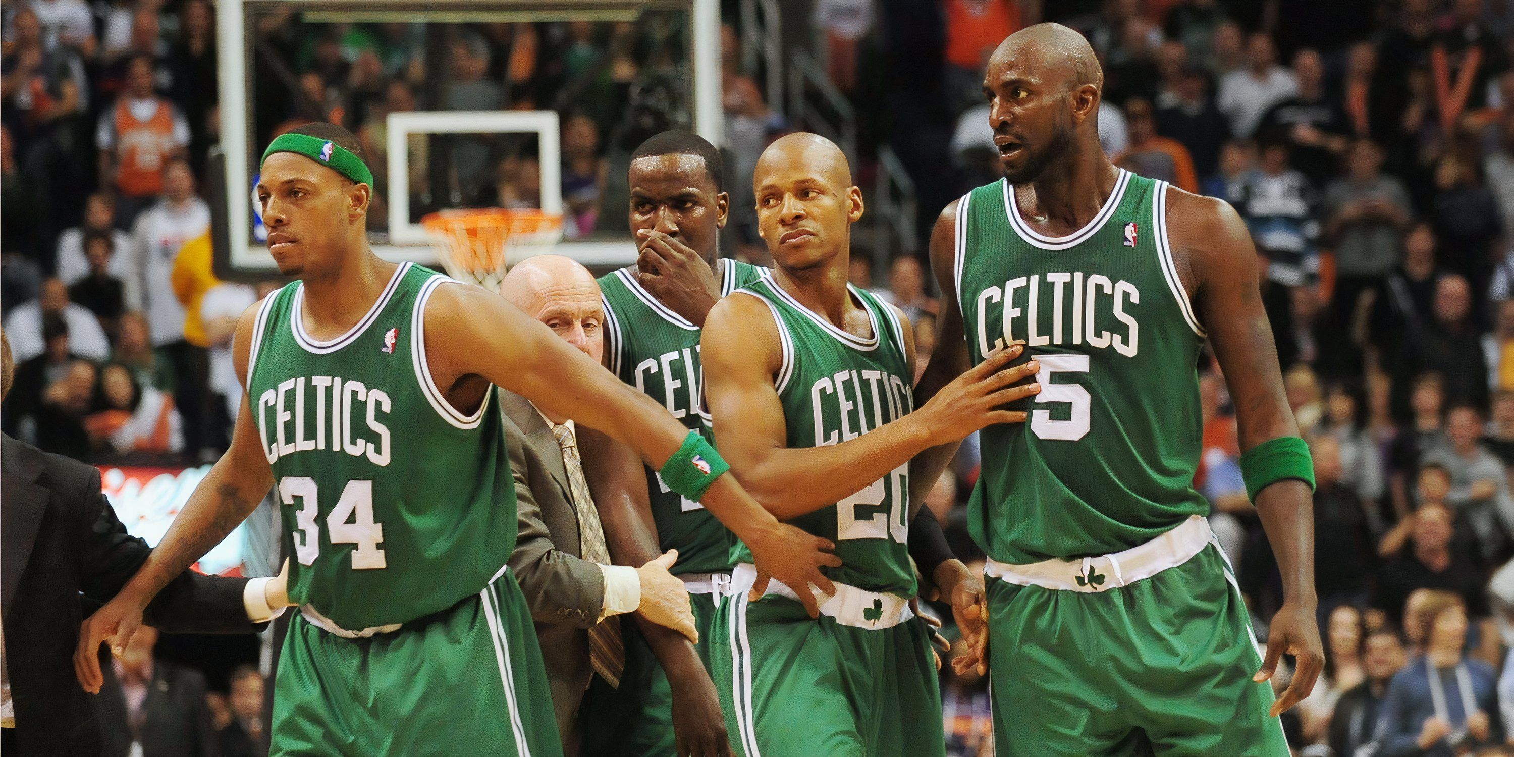 Paul Pierce, Kendrick Perkins, Ray Allen and Kevin Garnett