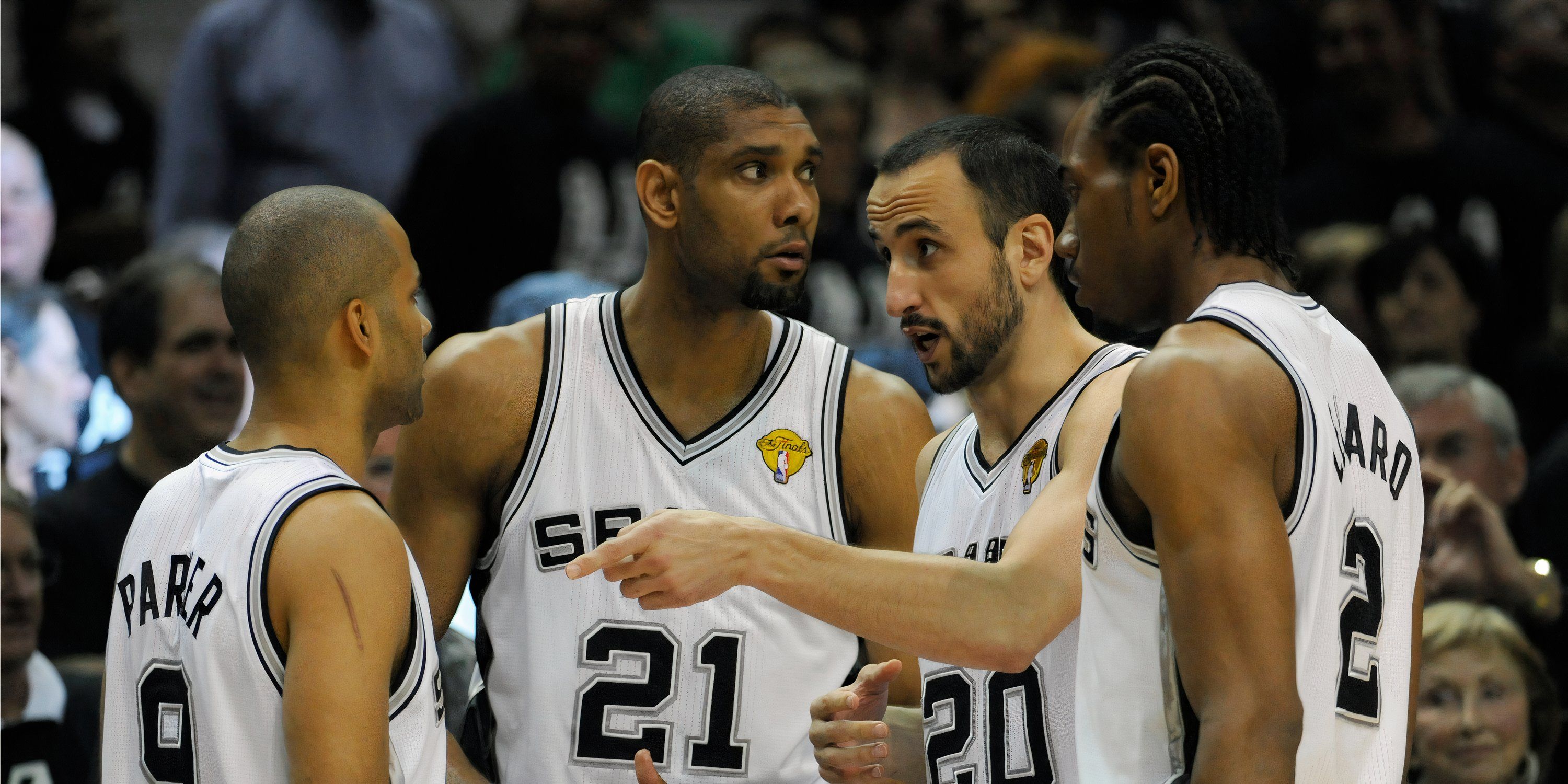 Tony Parker, Tim Duncan, Manu Ginobili and Kawhi Leonard