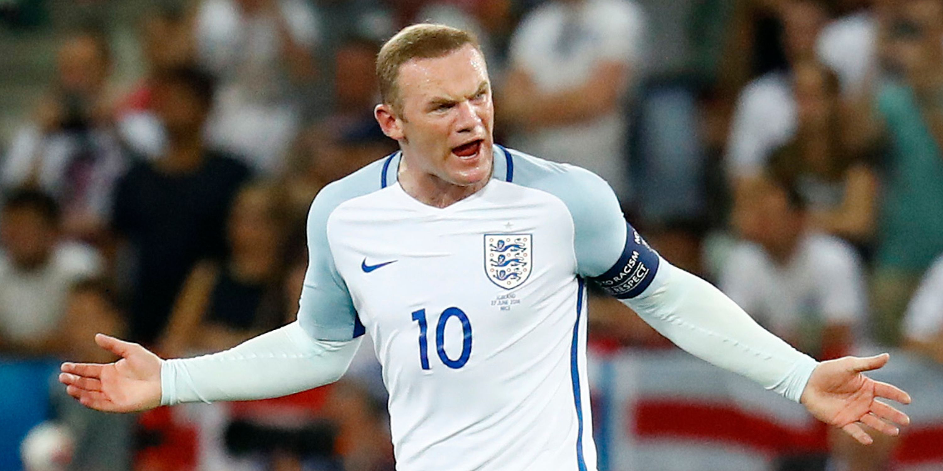 England's Wayne Rooney looking angry at Euro 2016