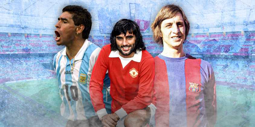 A custom image of Diego Maradona, George Best and Johan Cruyff