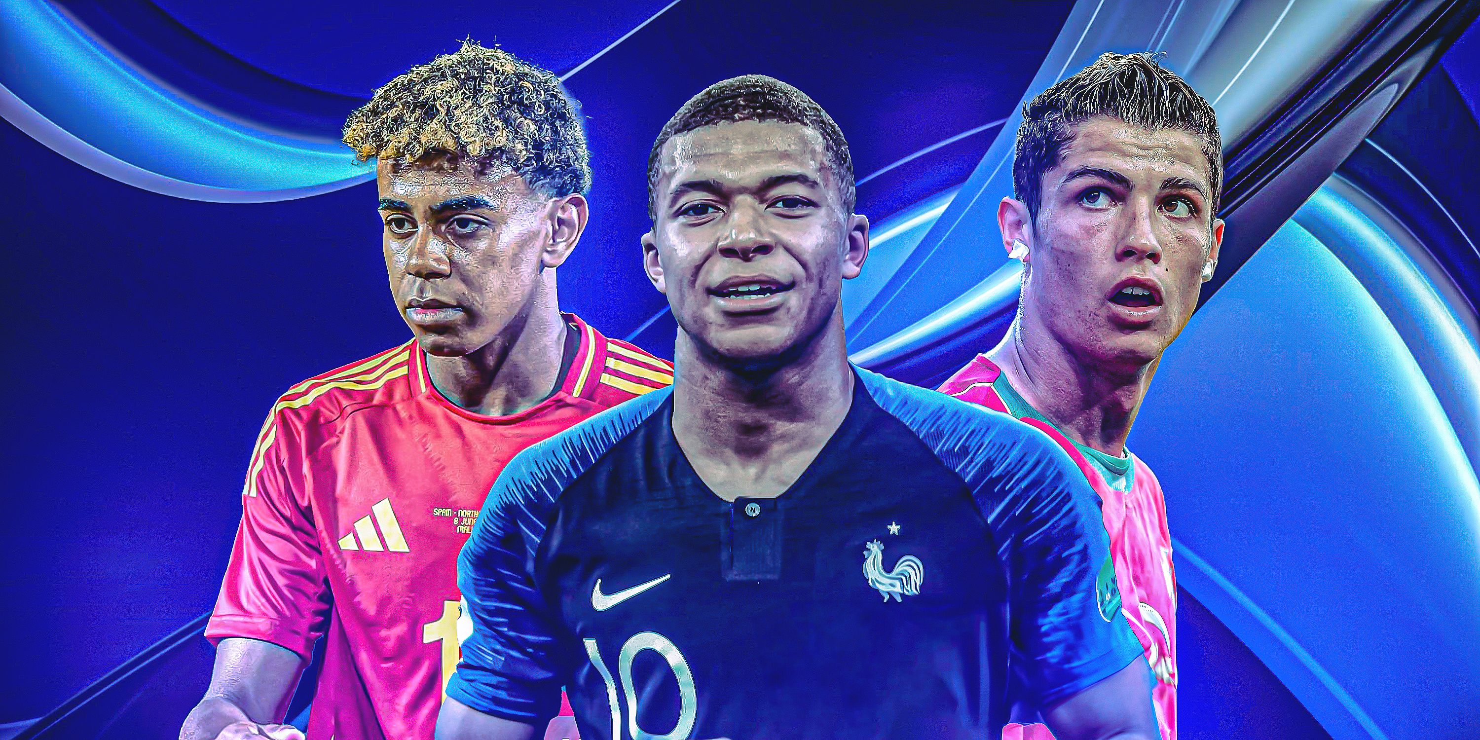 Lamine Yamal, Kylian Mbappe, and Cristiano Ronaldo.