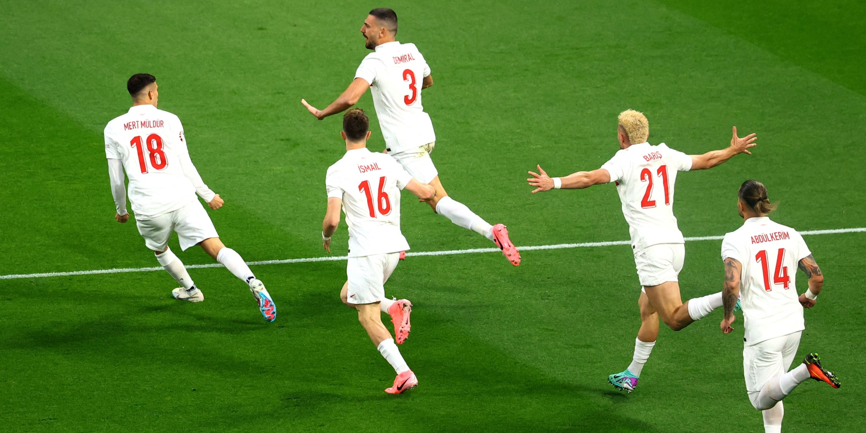 Turkey players celebrating their early goal