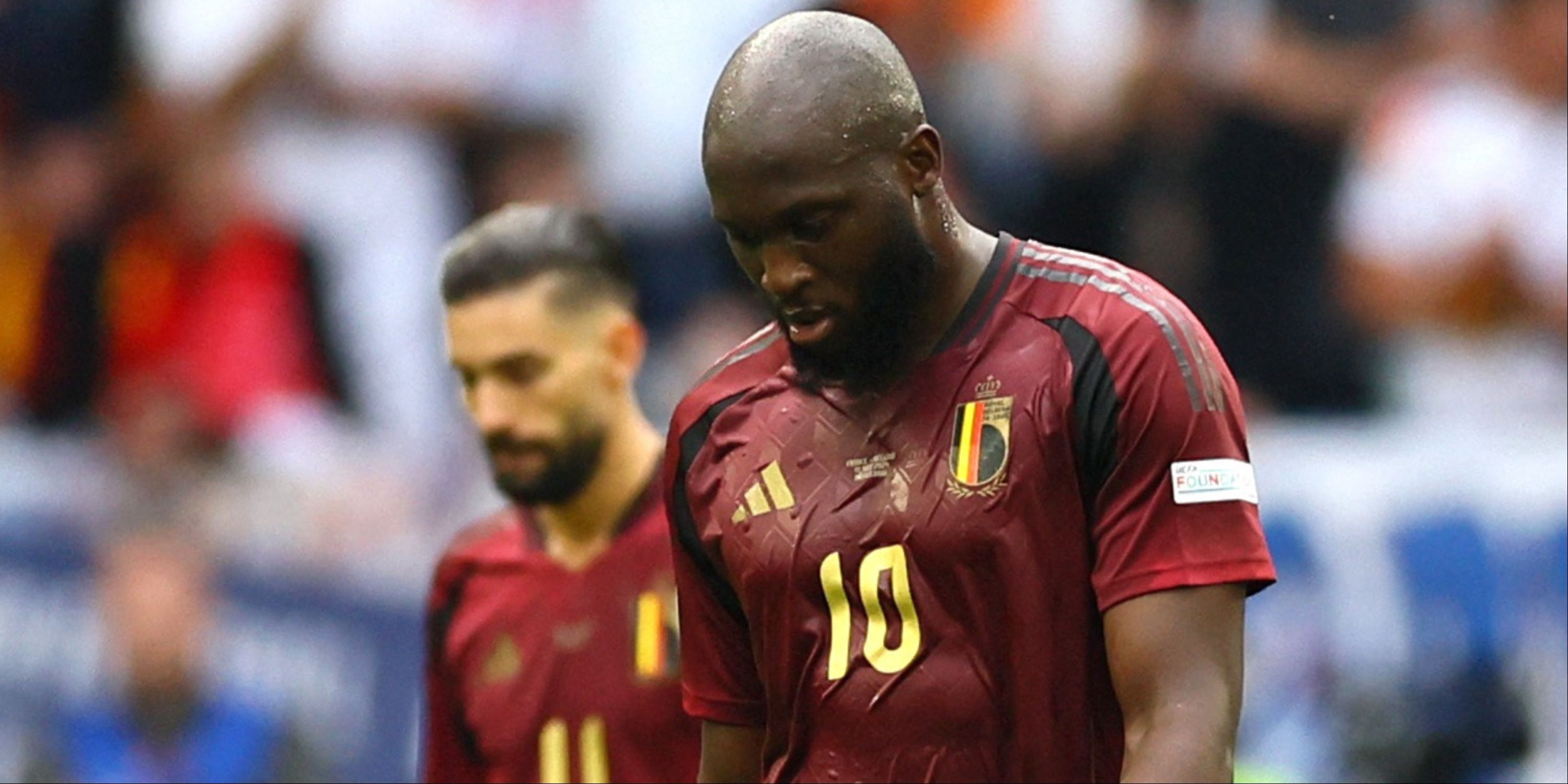 Romelu Lukaku looking disappointed for Belgium