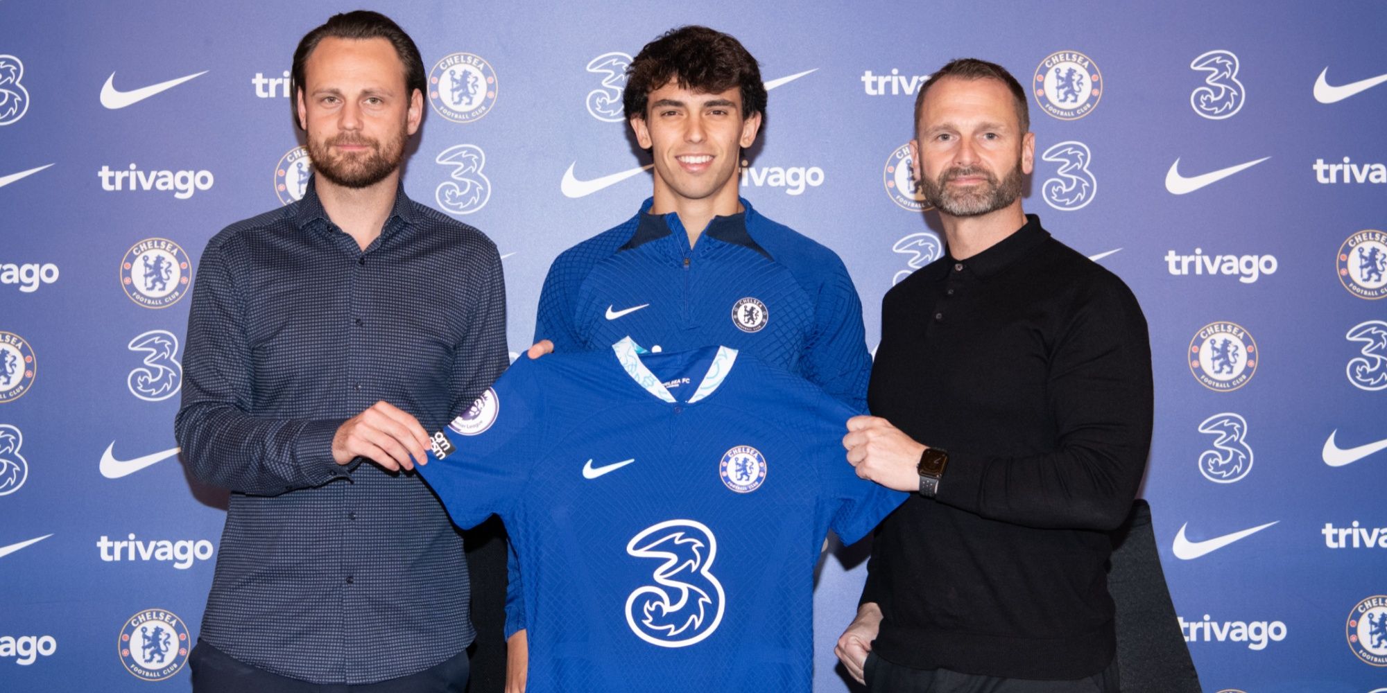 Technical Director Christopher Vivell and Director of Global Talent and Transfers Paul Winstanley Unveil New Signing Joao Felix at Chelsea Training Ground