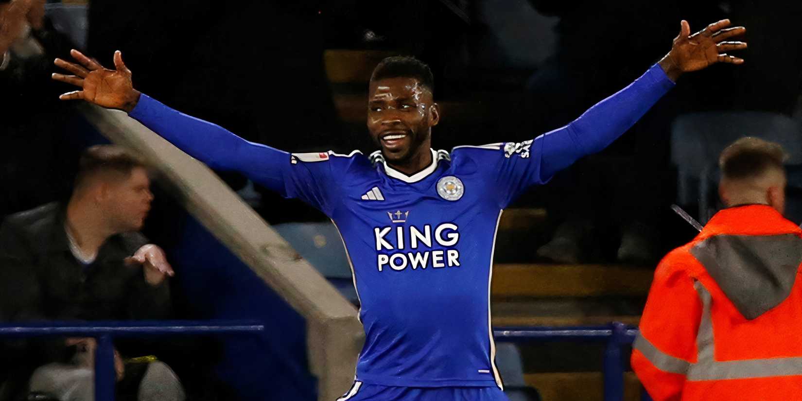 Leicester City striker Kelechi Iheanacho celebrating