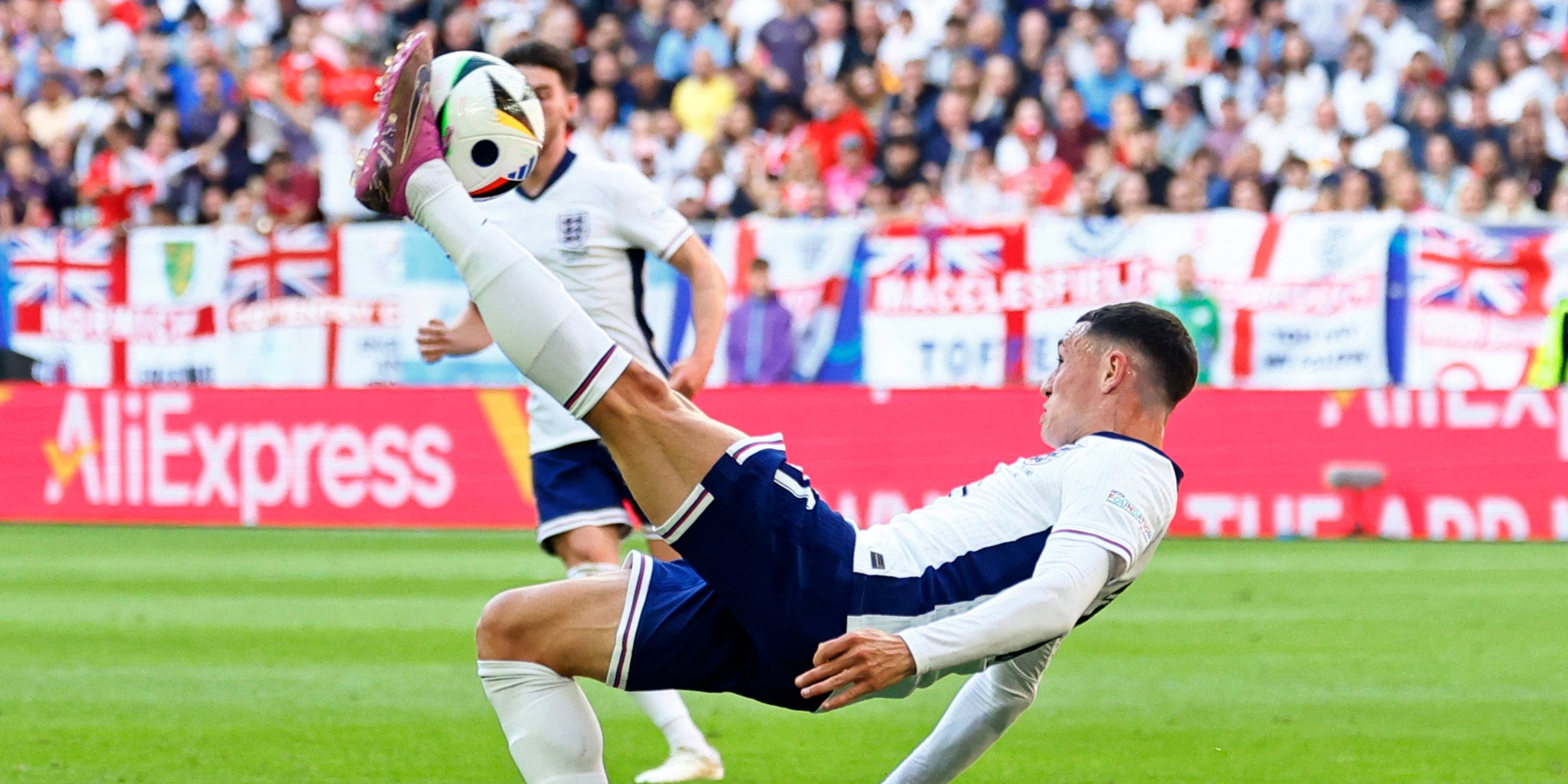 Phil Foden trying an overhead kick