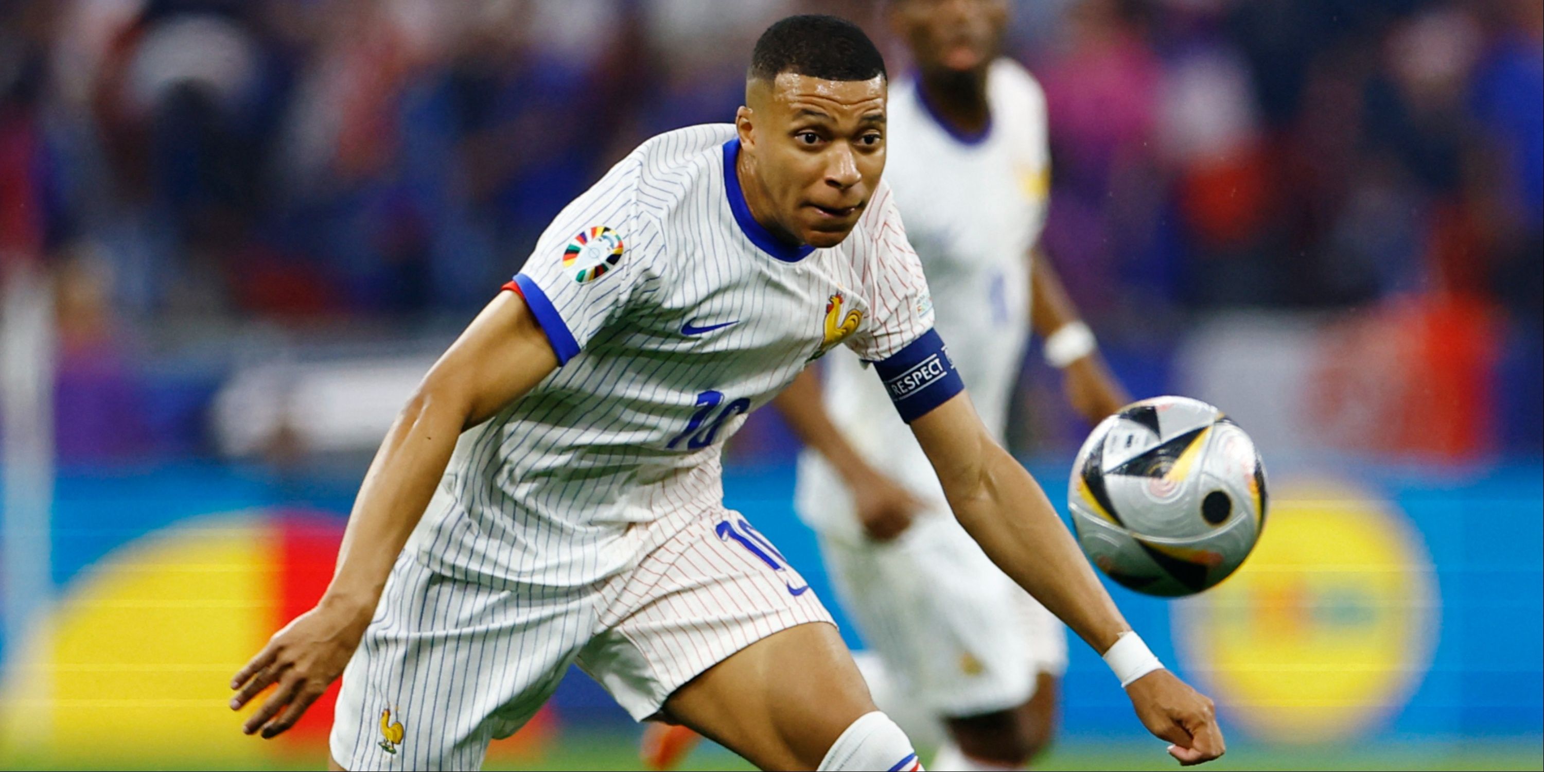 Kylian Mbappe in action for France